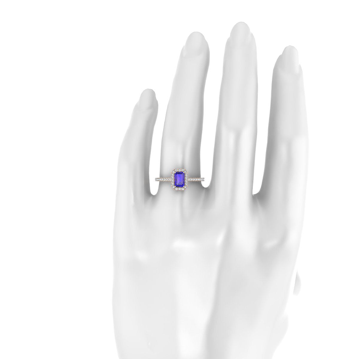 Sunrise | 18k Rose Gold 6 x 4 mm Emerald Tanzanite Ring