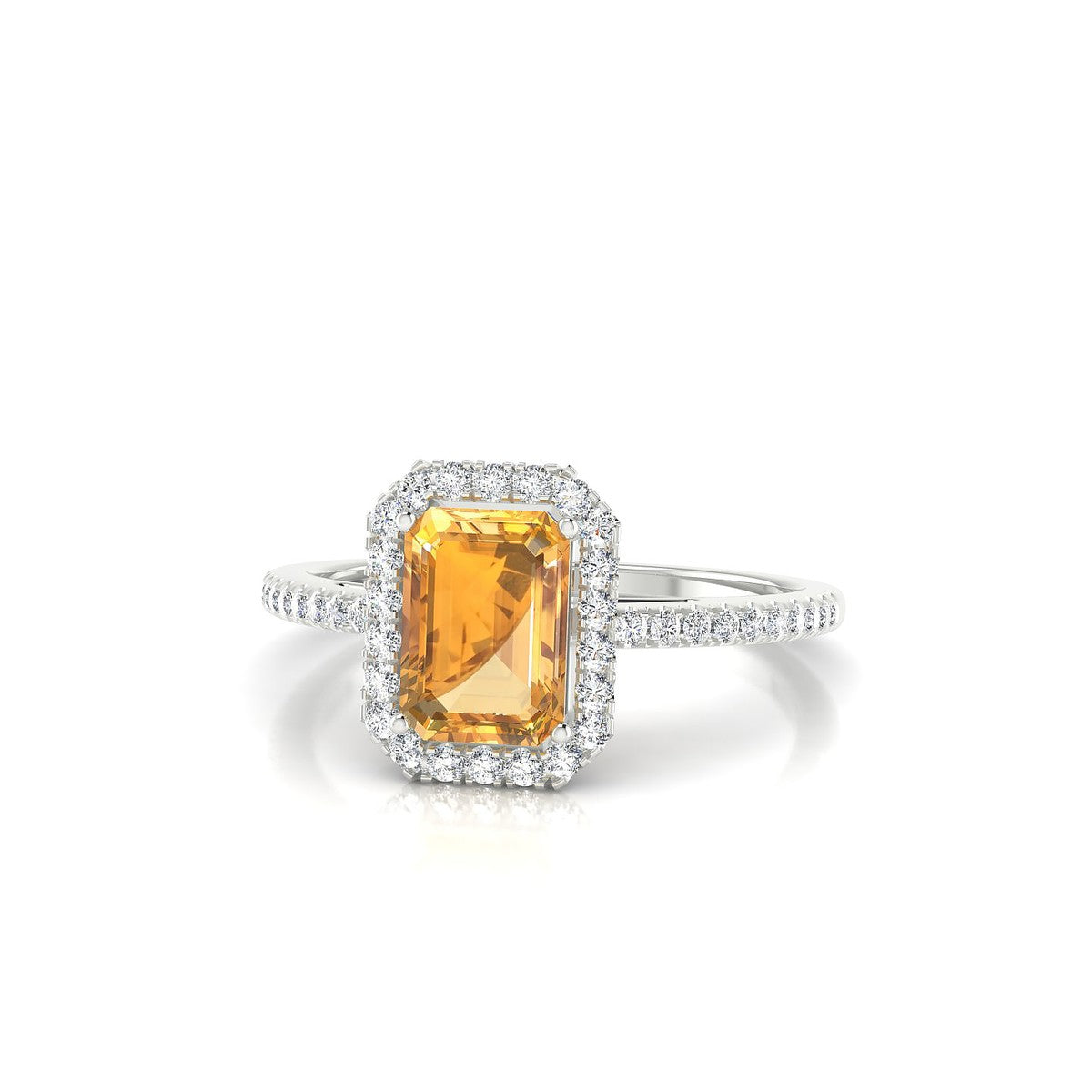 Sunrise | 18k White Gold 7 x 5 mm Emerald Citrine Ring