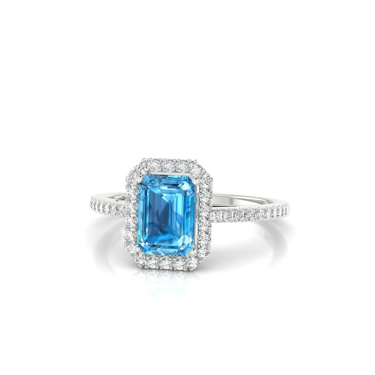Sunrise | 18k White Gold 7 x 5 mm Emerald Topaz Ring