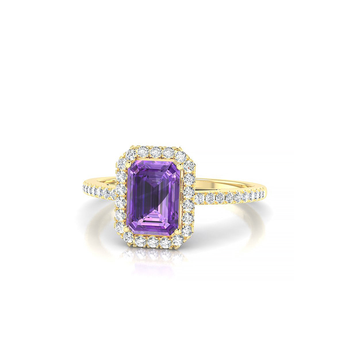 Sunrise | 18k Yellow Gold 7 x 5 mm Emerald Amethyst Ring