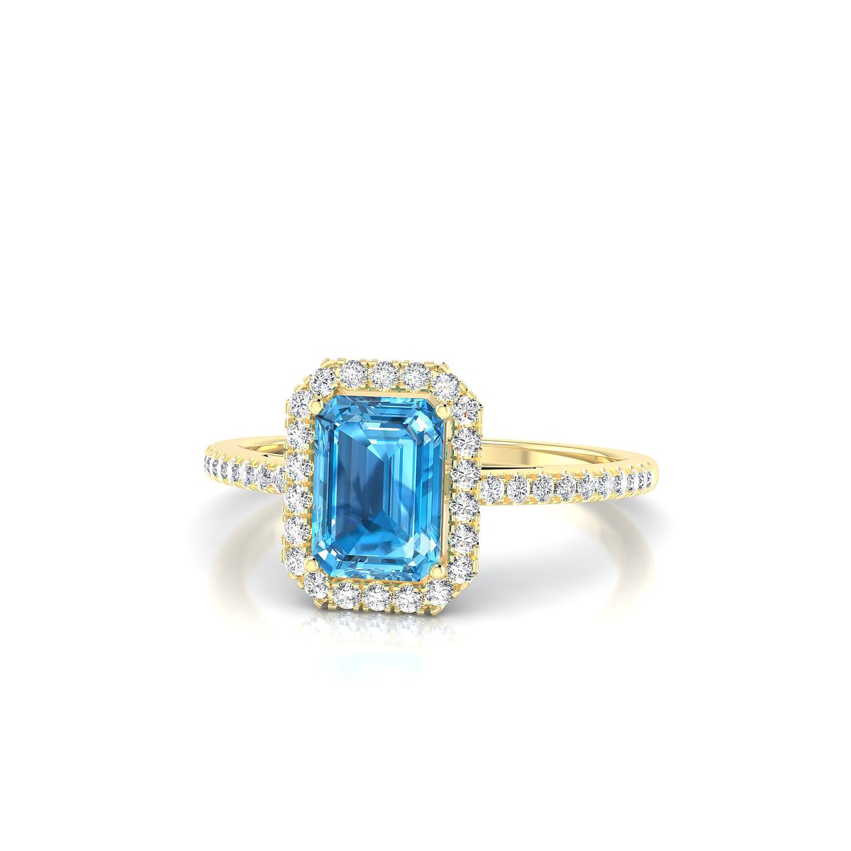 Sunrise | 18k Yellow Gold 7 x 5 mm Emerald Topaz Ring