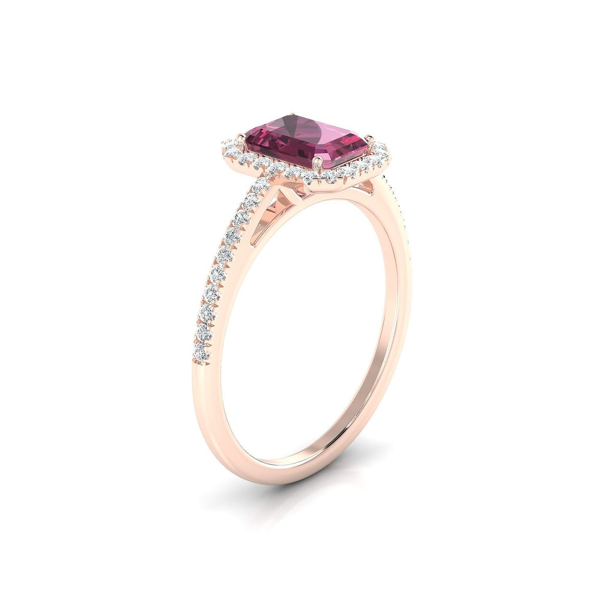 Sunrise | 18k Rose Gold 7 x 5 mm Emerald Rhodolite Ring