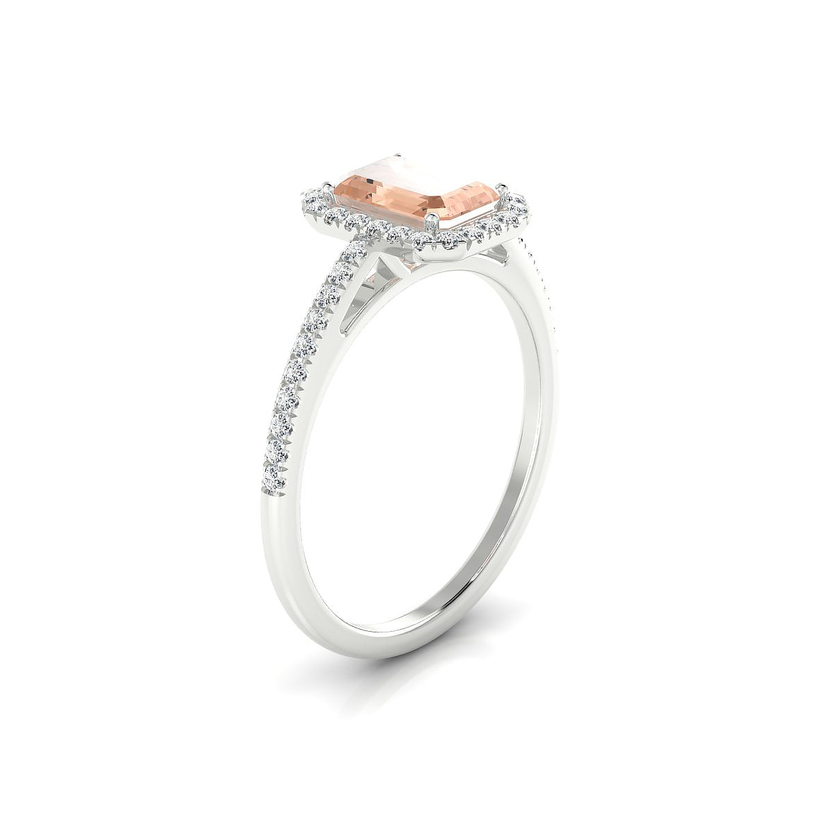 Sunrise | 18k White Gold 7 x 5 mm Emerald Morganite Ring