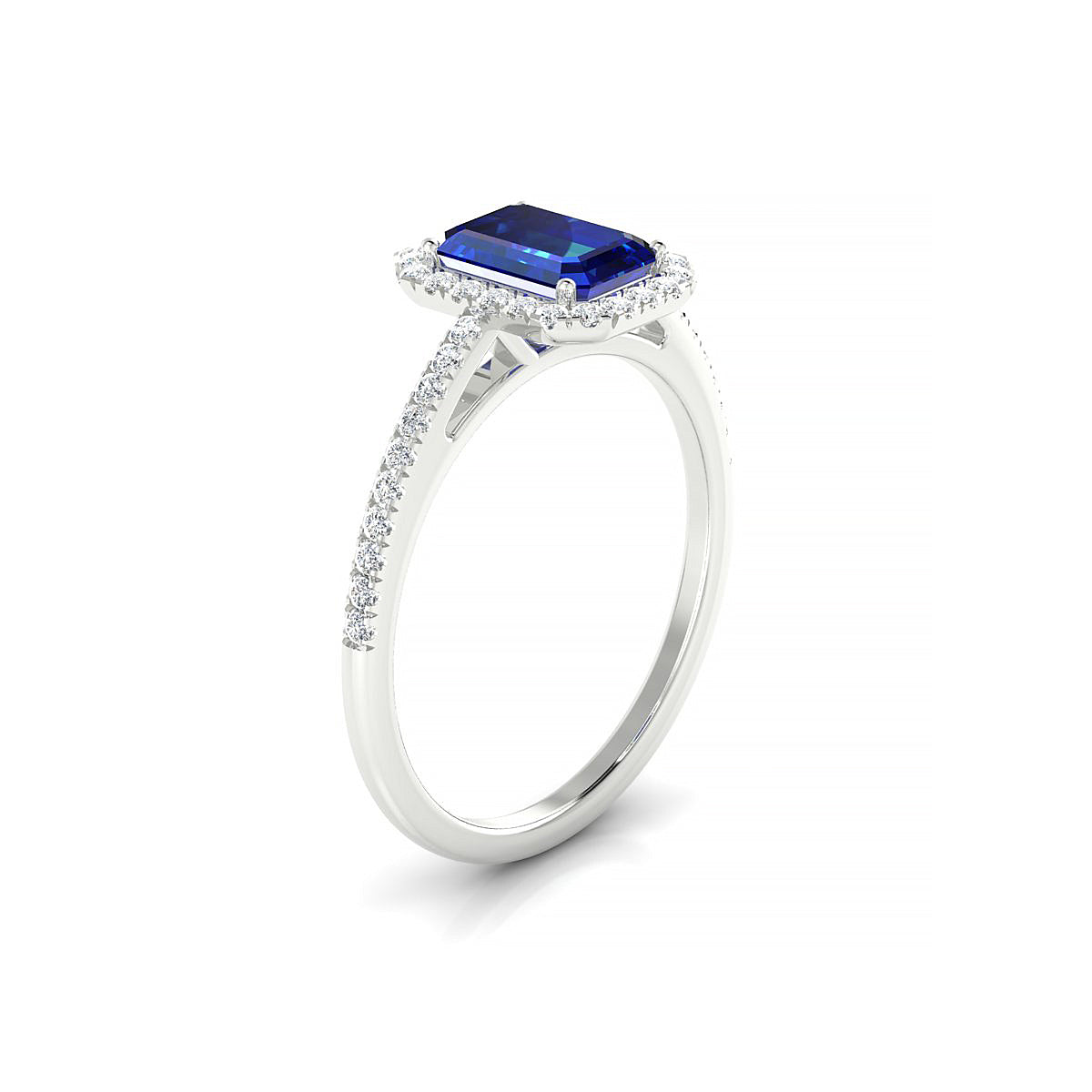 Sunrise | 18k White Gold 7 x 5 mm Emerald Sapphire Ring