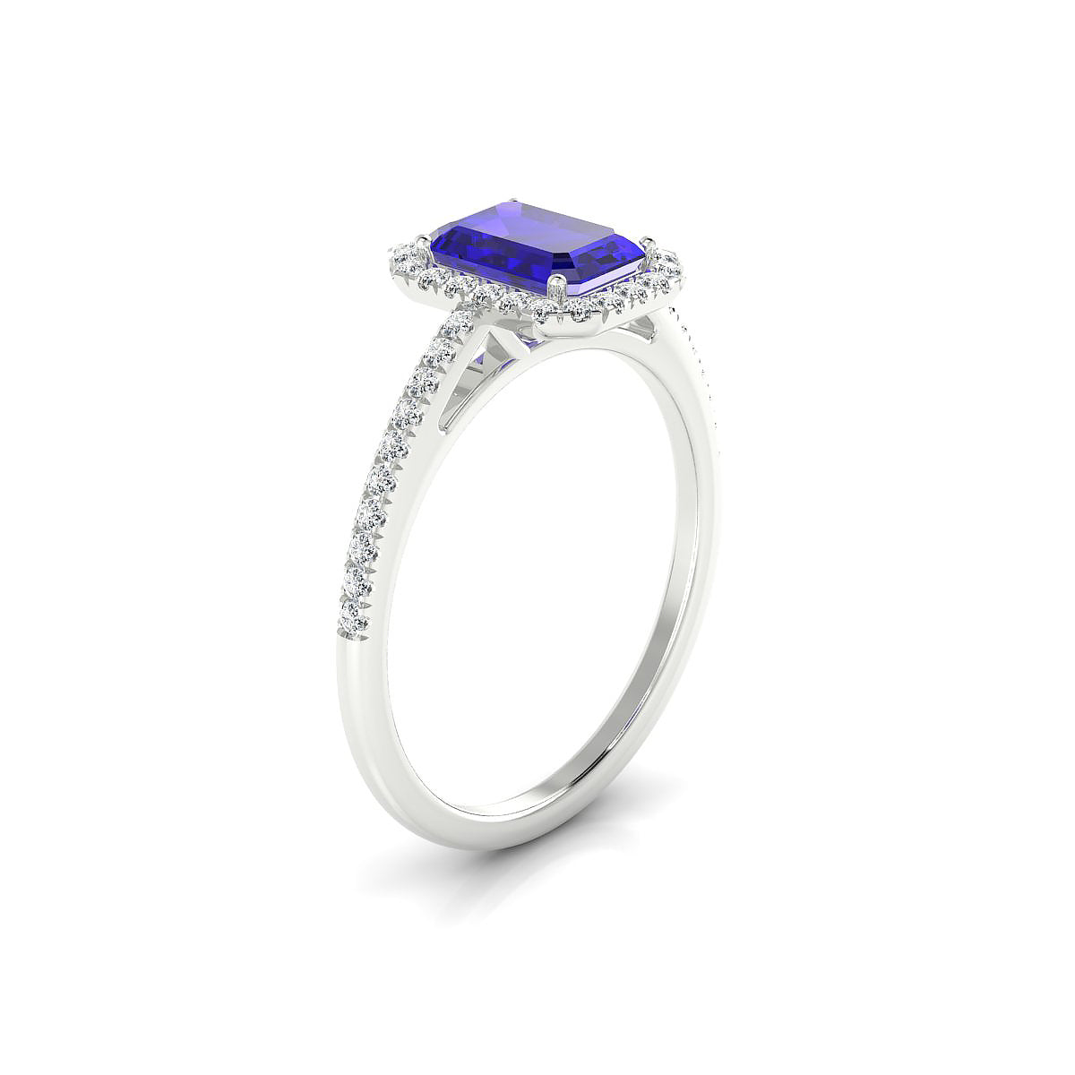 Sunrise | 18k White Gold 7 x 5 mm Emerald Tanzanite Ring