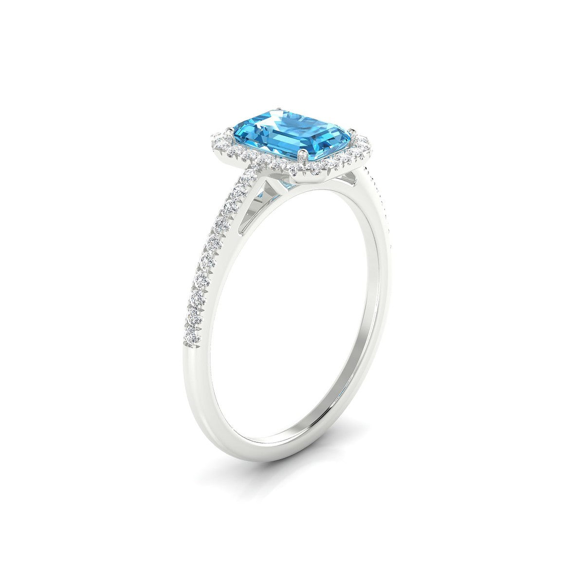 Sunrise | 18k White Gold 7 x 5 mm Emerald Topaz Ring