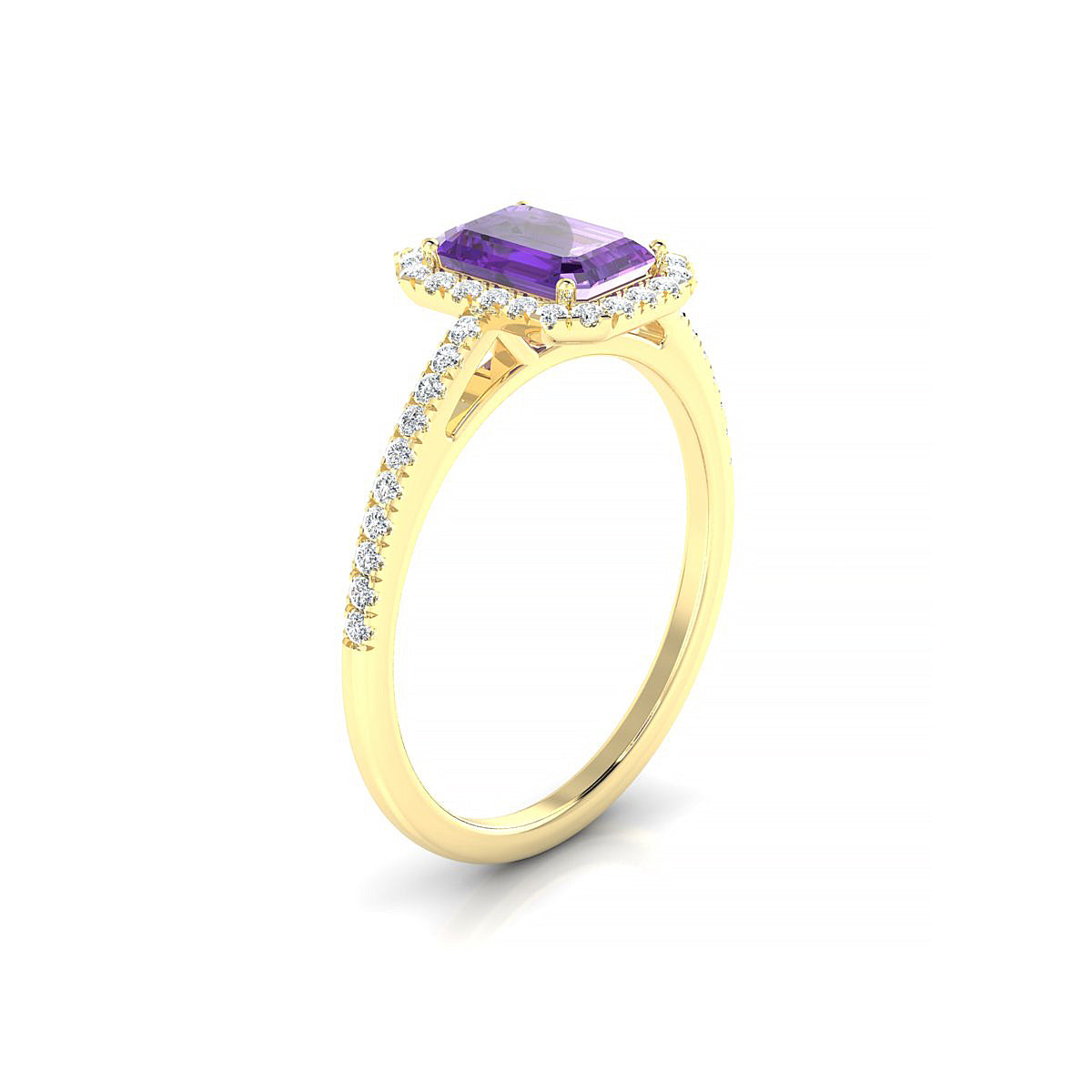 Sunrise | 18k Yellow Gold 7 x 5 mm Emerald Amethyst Ring