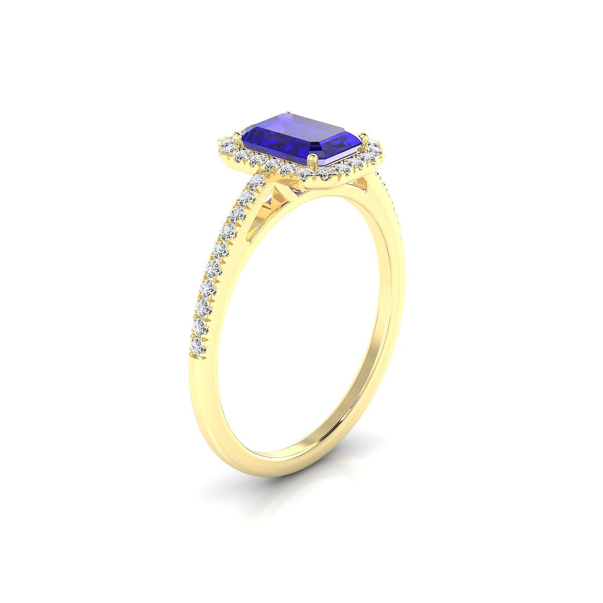 Sunrise | 18k Yellow Gold 7 x 5 mm Emerald Tanzanite Ring