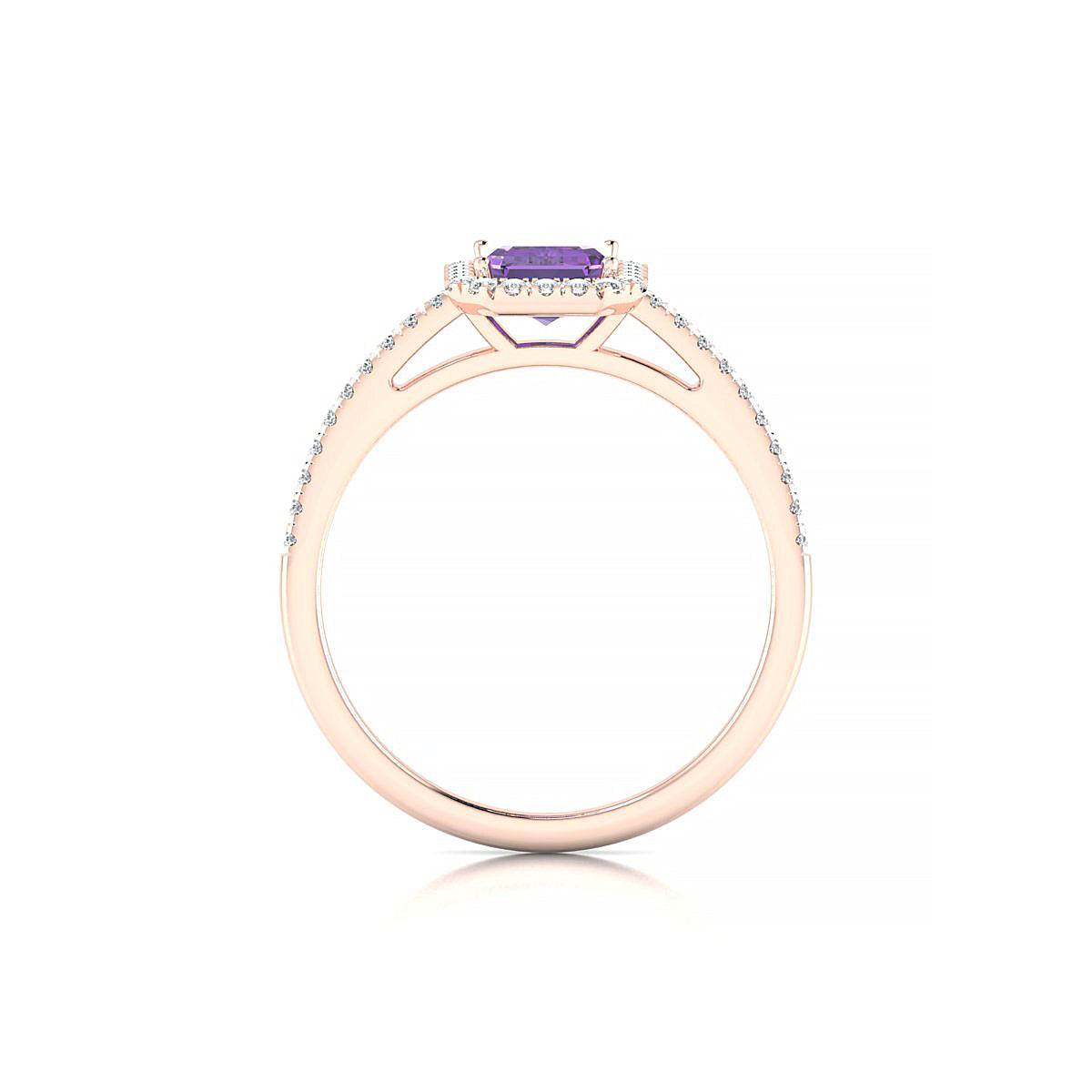 Sunrise | 18k Rose Gold 7 x 5 mm Emerald Amethyst Ring