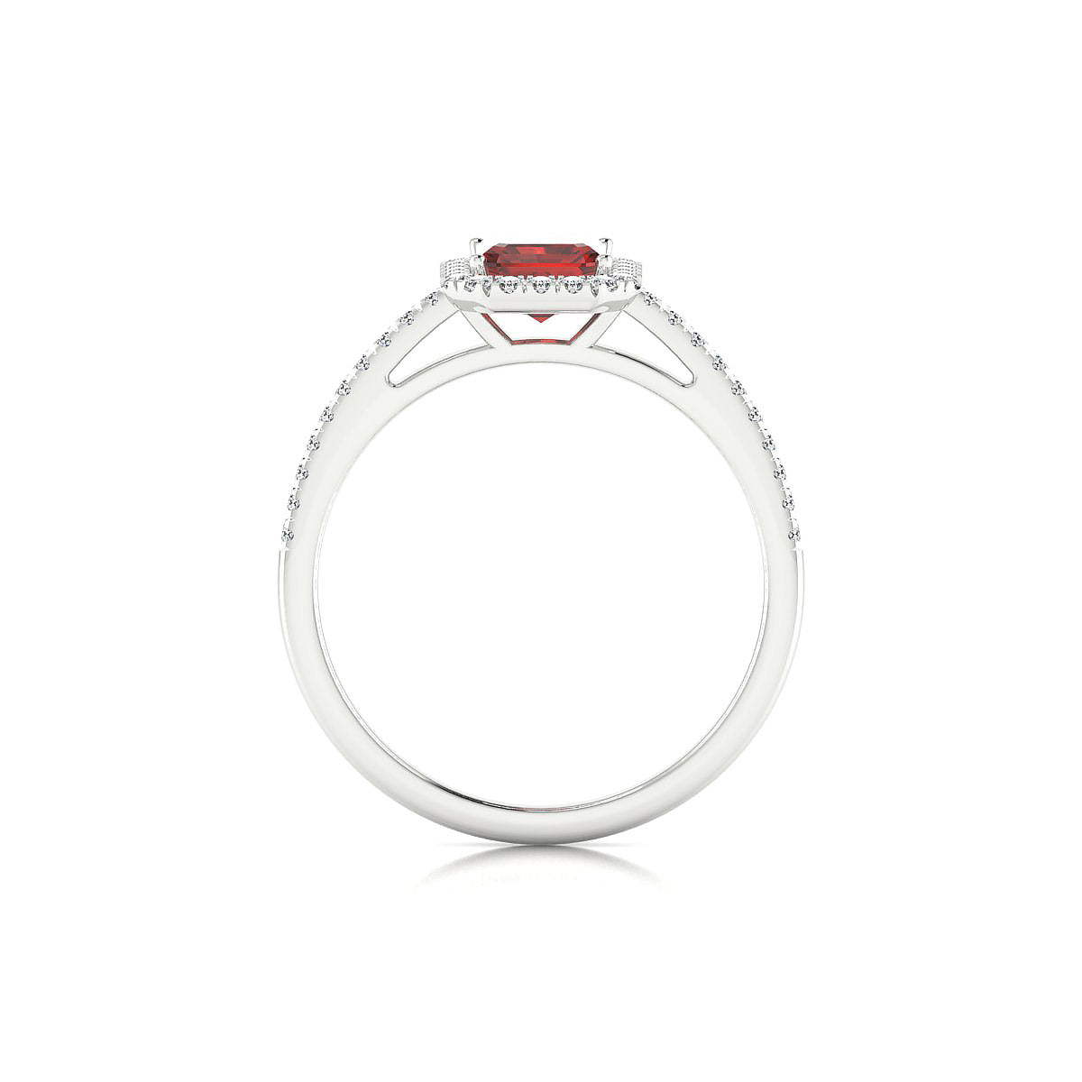 Sunrise | 18k White Gold 7 x 5 mm Emerald Garnet Ring