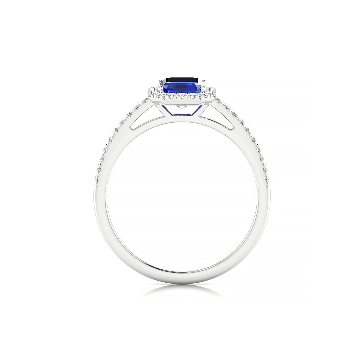 Sunrise | 18k White Gold 7 x 5 mm Emerald Sapphire Ring