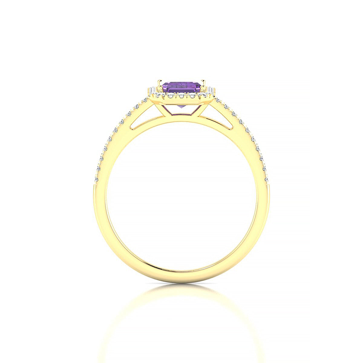 Sunrise | 18k Yellow Gold 7 x 5 mm Emerald Amethyst Ring