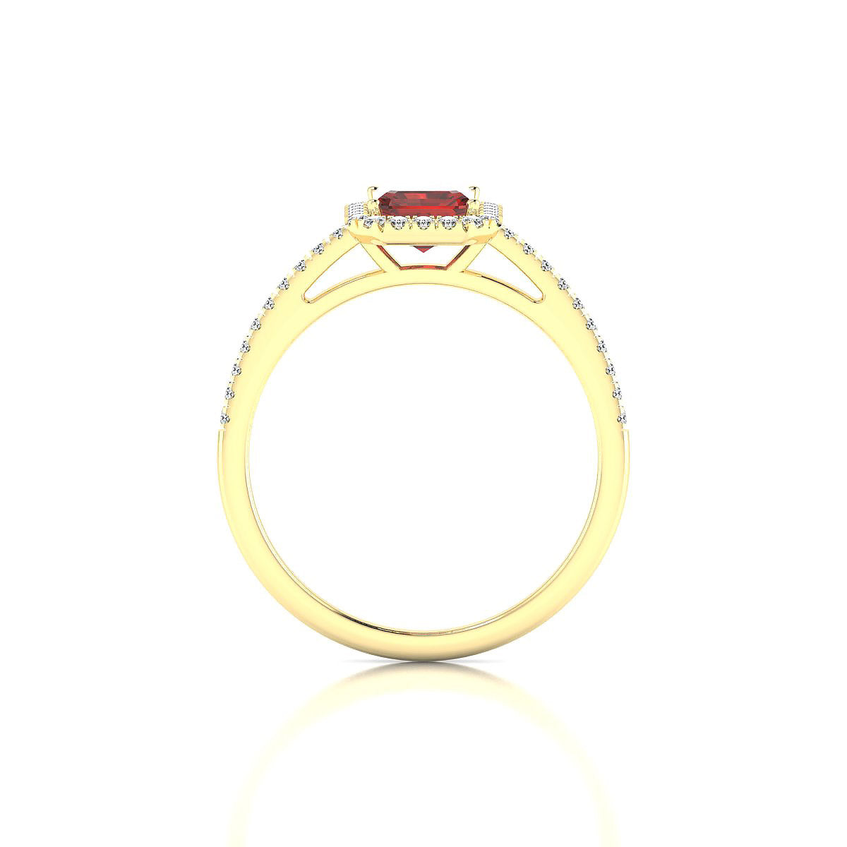 Sunrise | 18k Yellow Gold 7 x 5 mm Emerald Garnet Ring