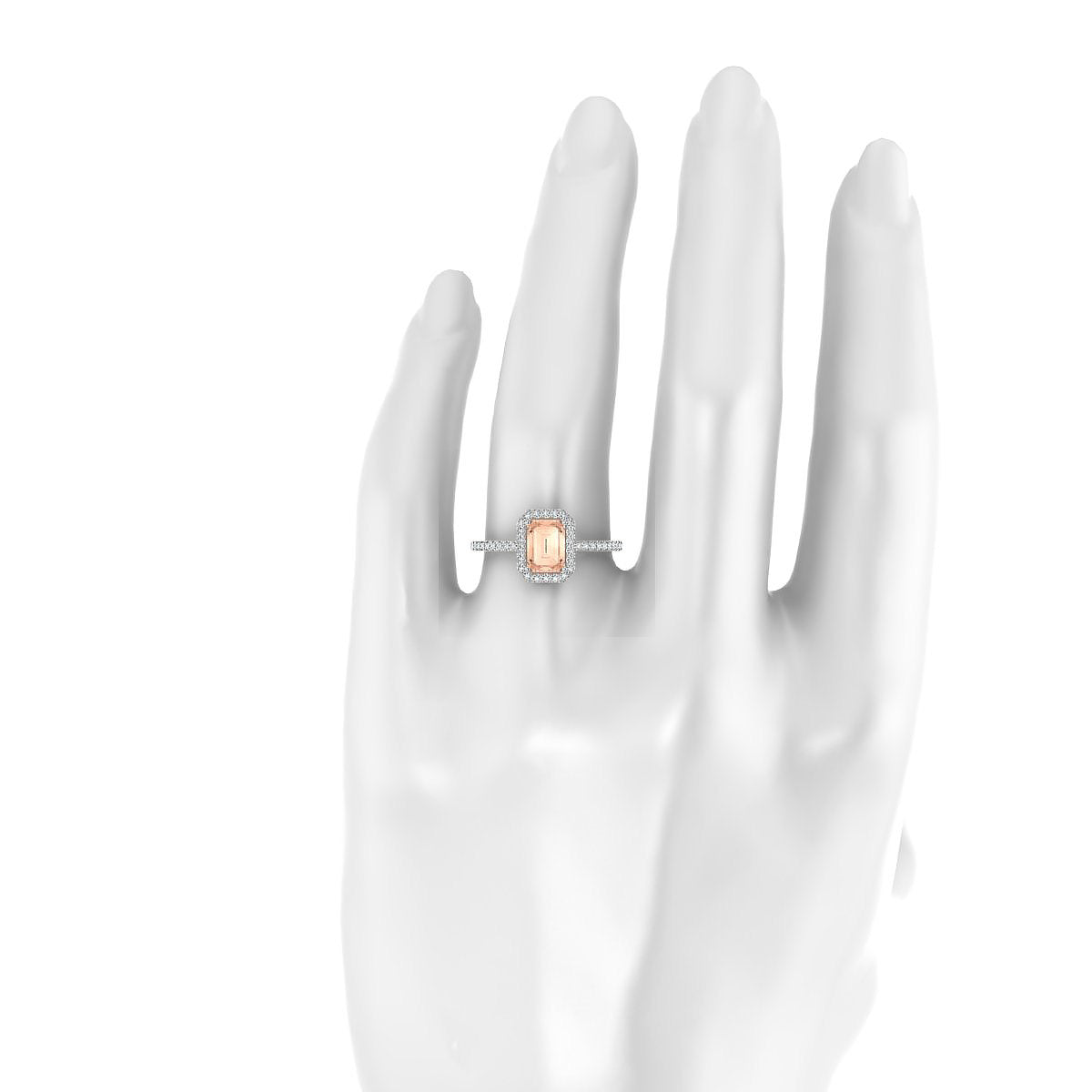 Sunrise | 18k White Gold 7 x 5 mm Emerald Morganite Ring
