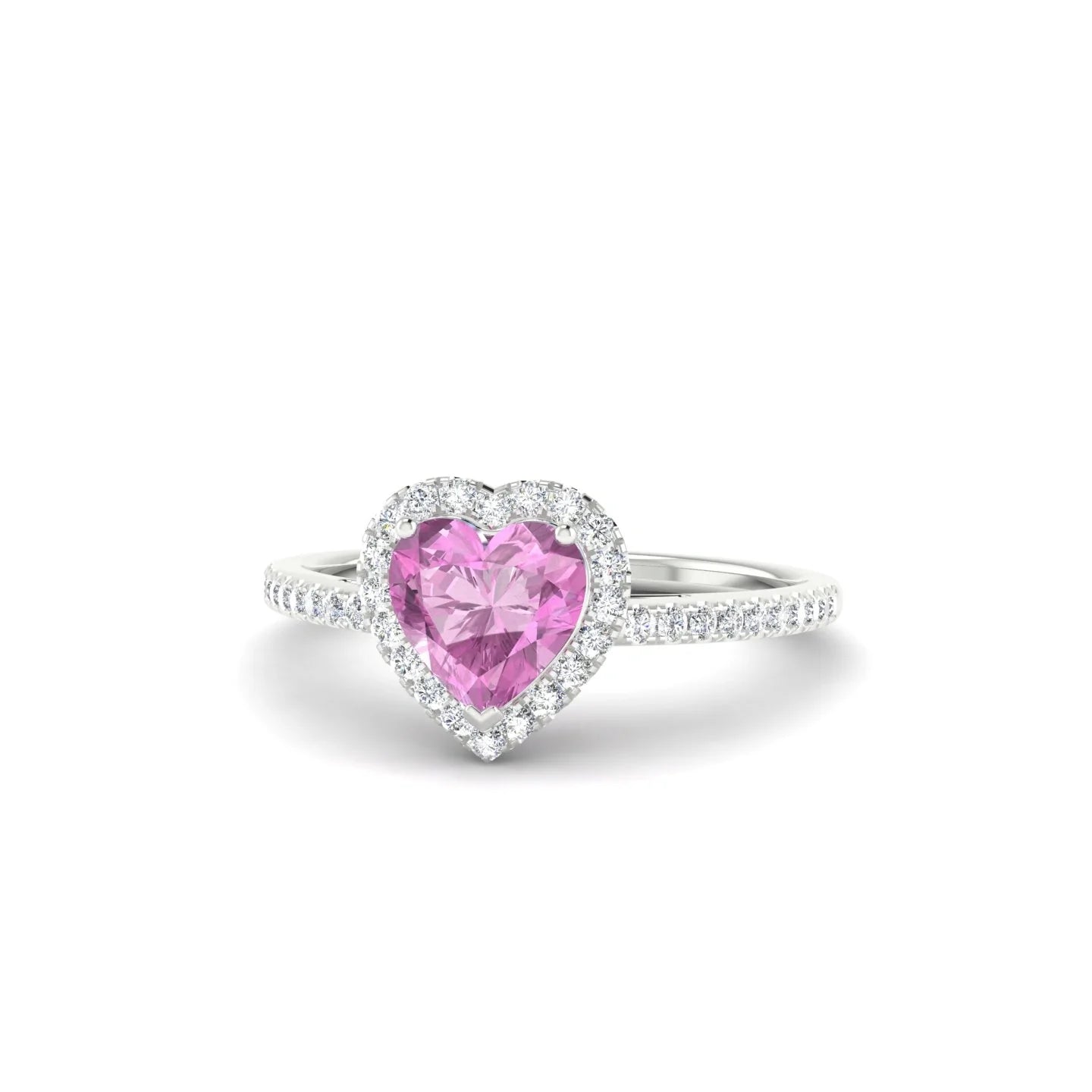 Sunrise | 18k White Gold 5.5 mm Heart Pink Sapphire Ring