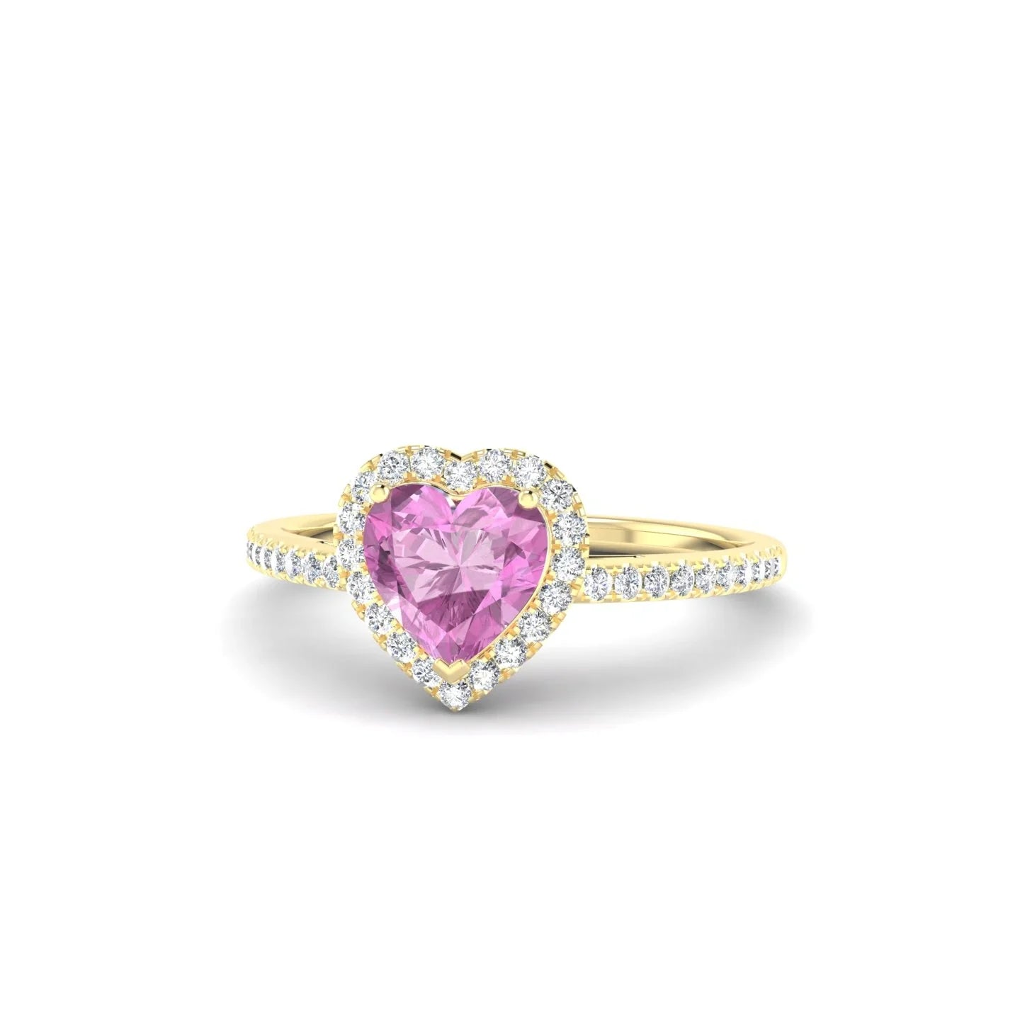 Sunrise | 18k Yellow Gold 5.5 mm Heart Pink Sapphire Ring