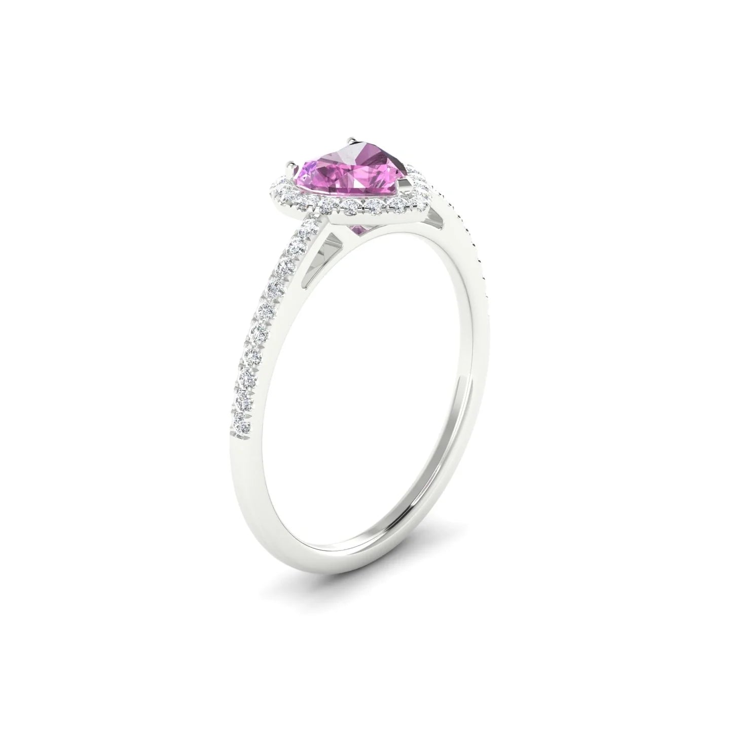 Sunrise | 18k White Gold 5.5 mm Heart Pink Sapphire Ring