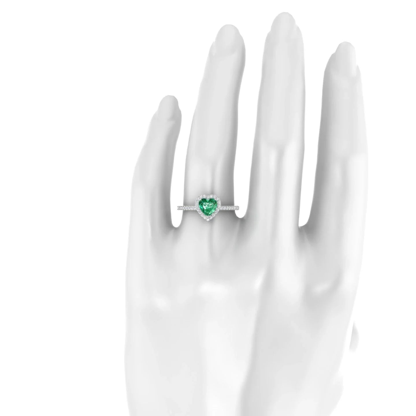 Sunrise | 18k White Gold 5.5 mm Heart Emerald Ring
