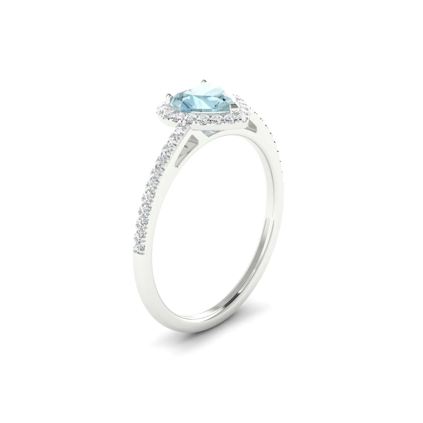 Sunrise | 18k White Gold 6 mm Heart Aquamarine Ring