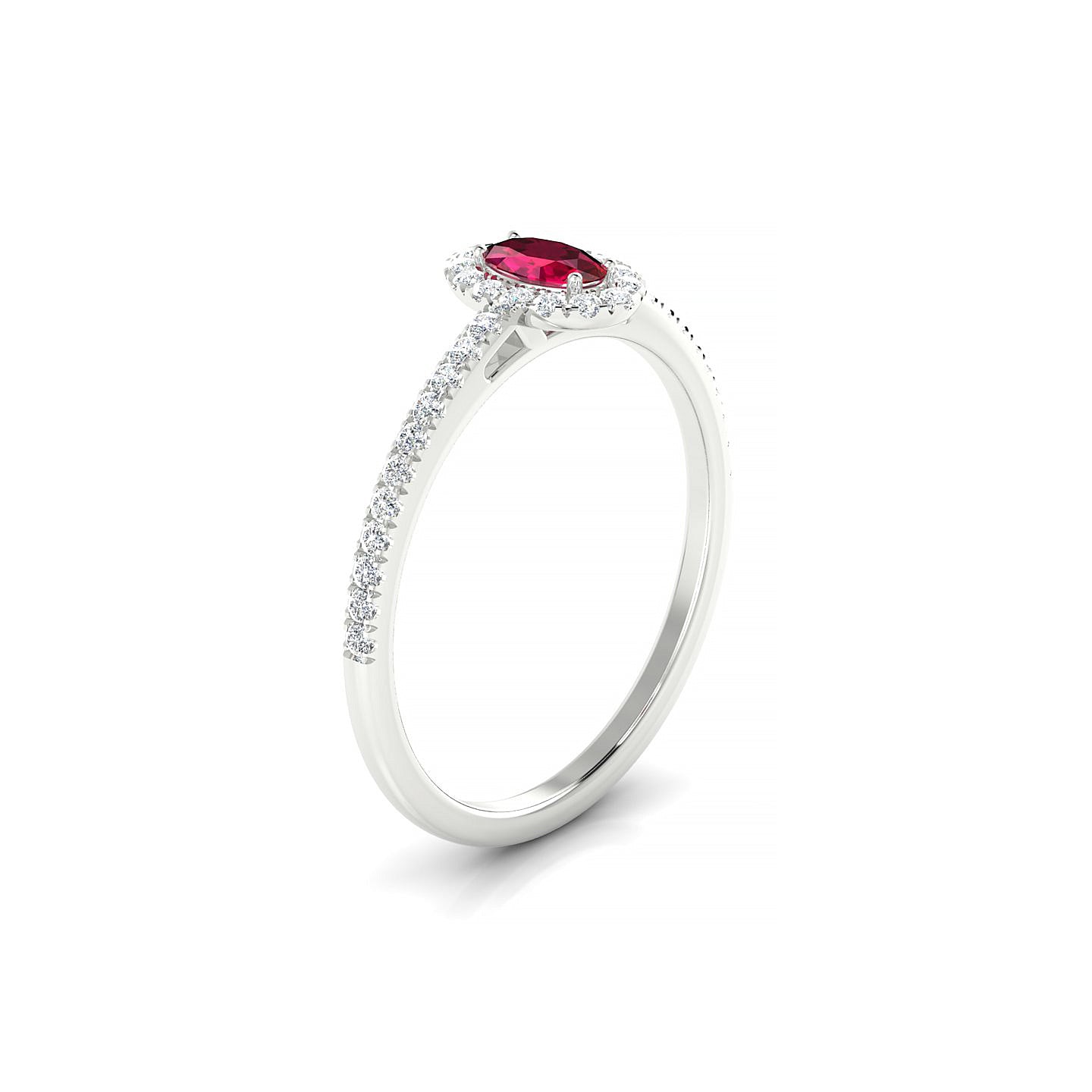 Sunrise | 18k White Gold 5 x 3 mm Oval Ruby Ring
