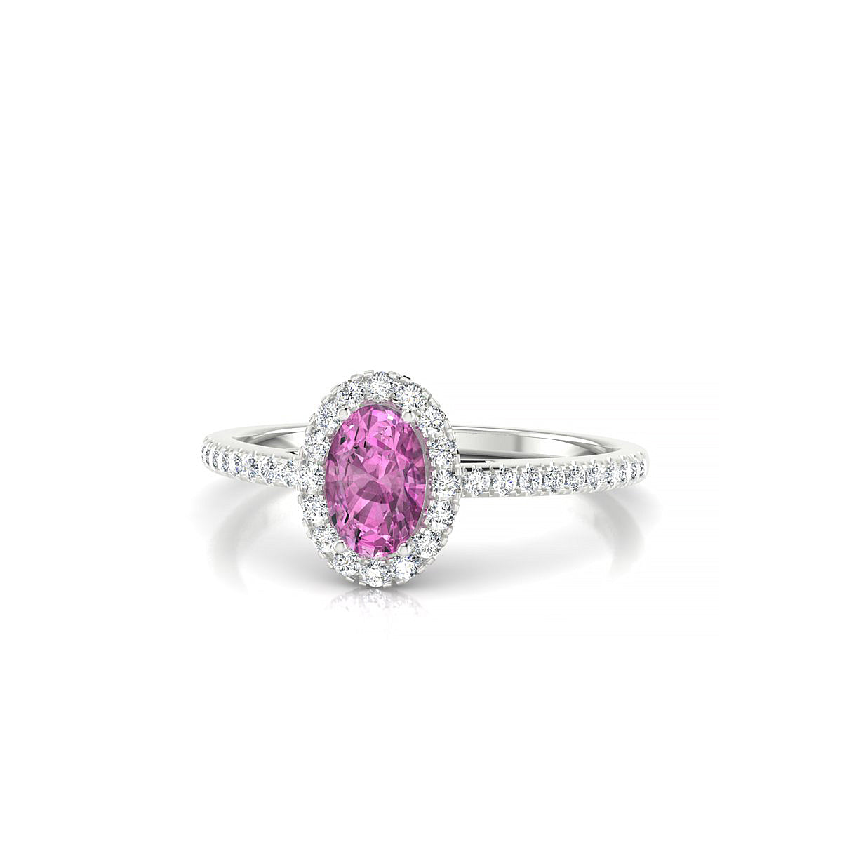 Sunrise | 18k White Gold 6 x 4 mm Oval Pink Sapphire Ring