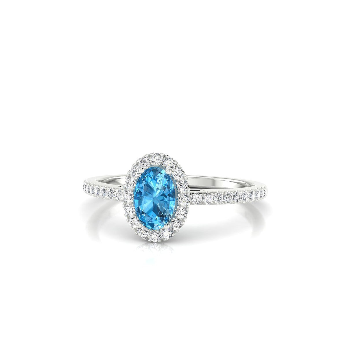 Sunrise | 18k White Gold 6 x 4 mm Oval Topaz Ring