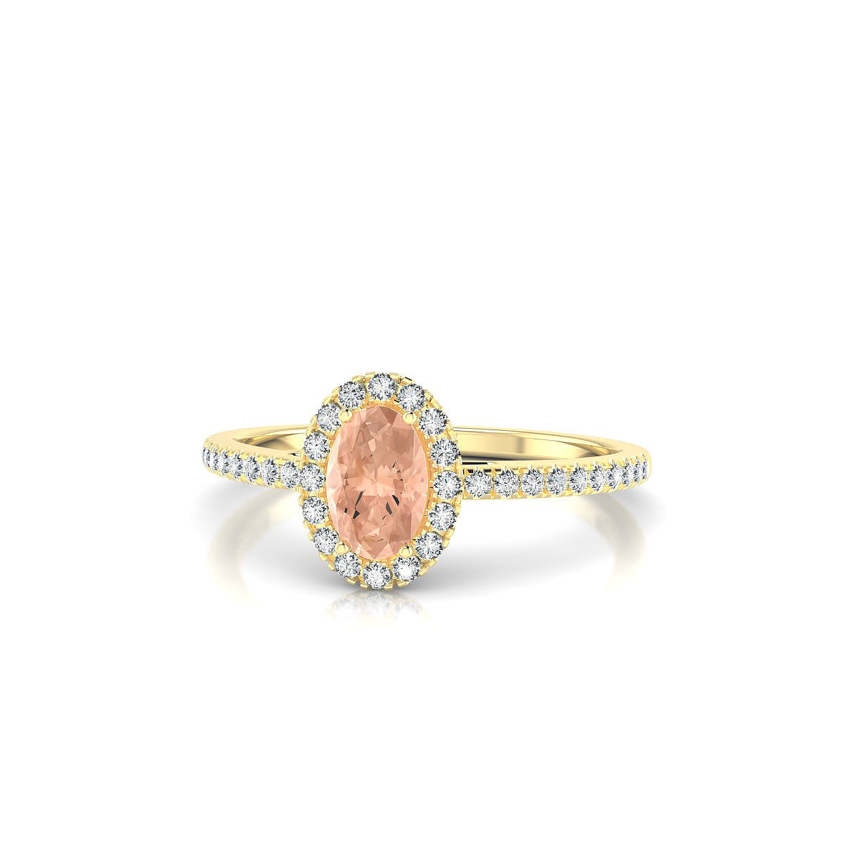 Sunrise | 18k Yellow Gold 6 x 4 mm Oval Morganite Ring