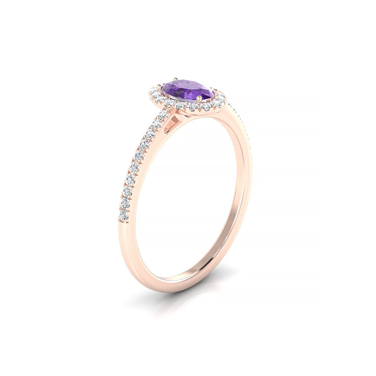 Sunrise | 18k Rose Gold 6 x 4 mm Oval Amethyst Ring