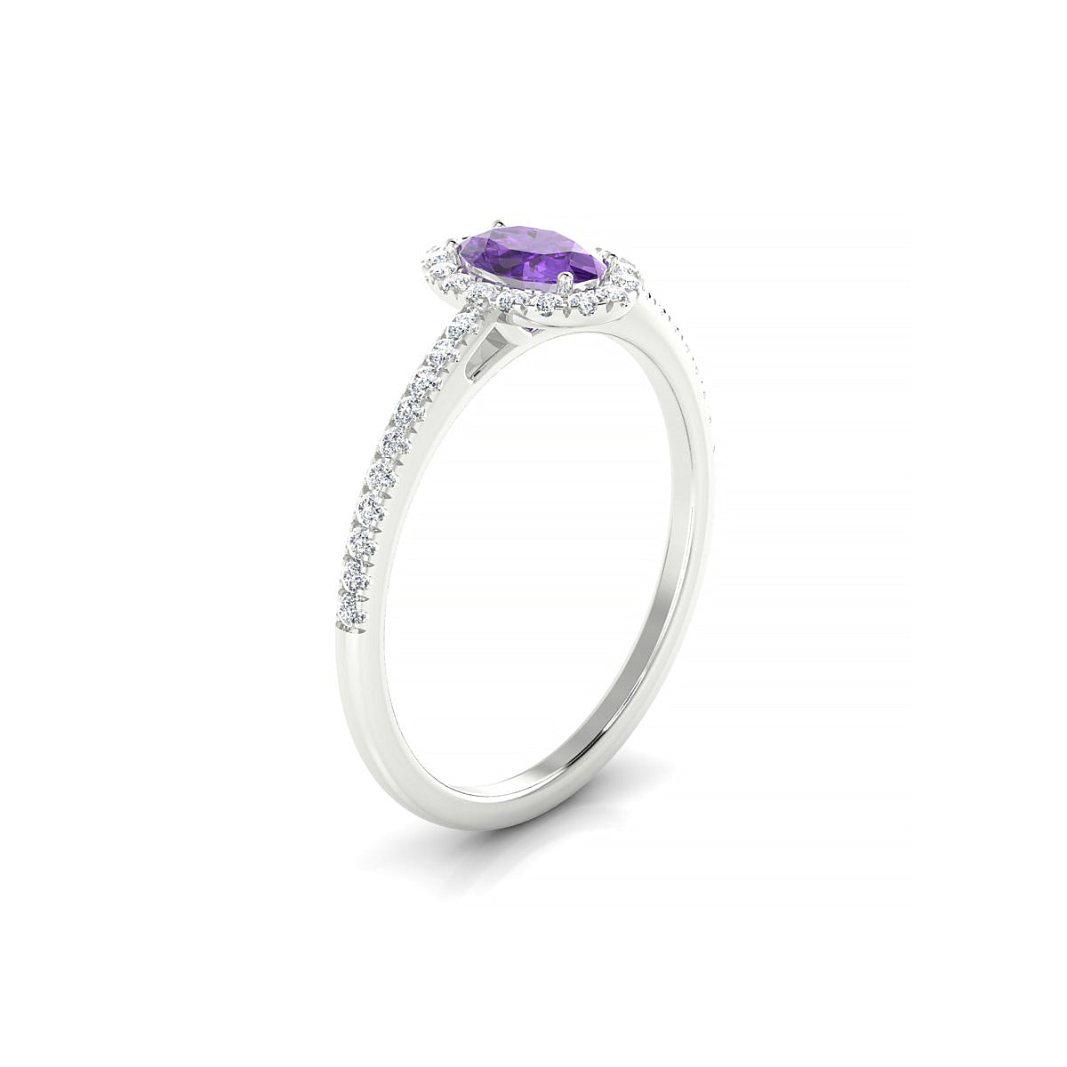 Sunrise | 18k White Gold 6 x 4 mm Oval Amethyst Ring