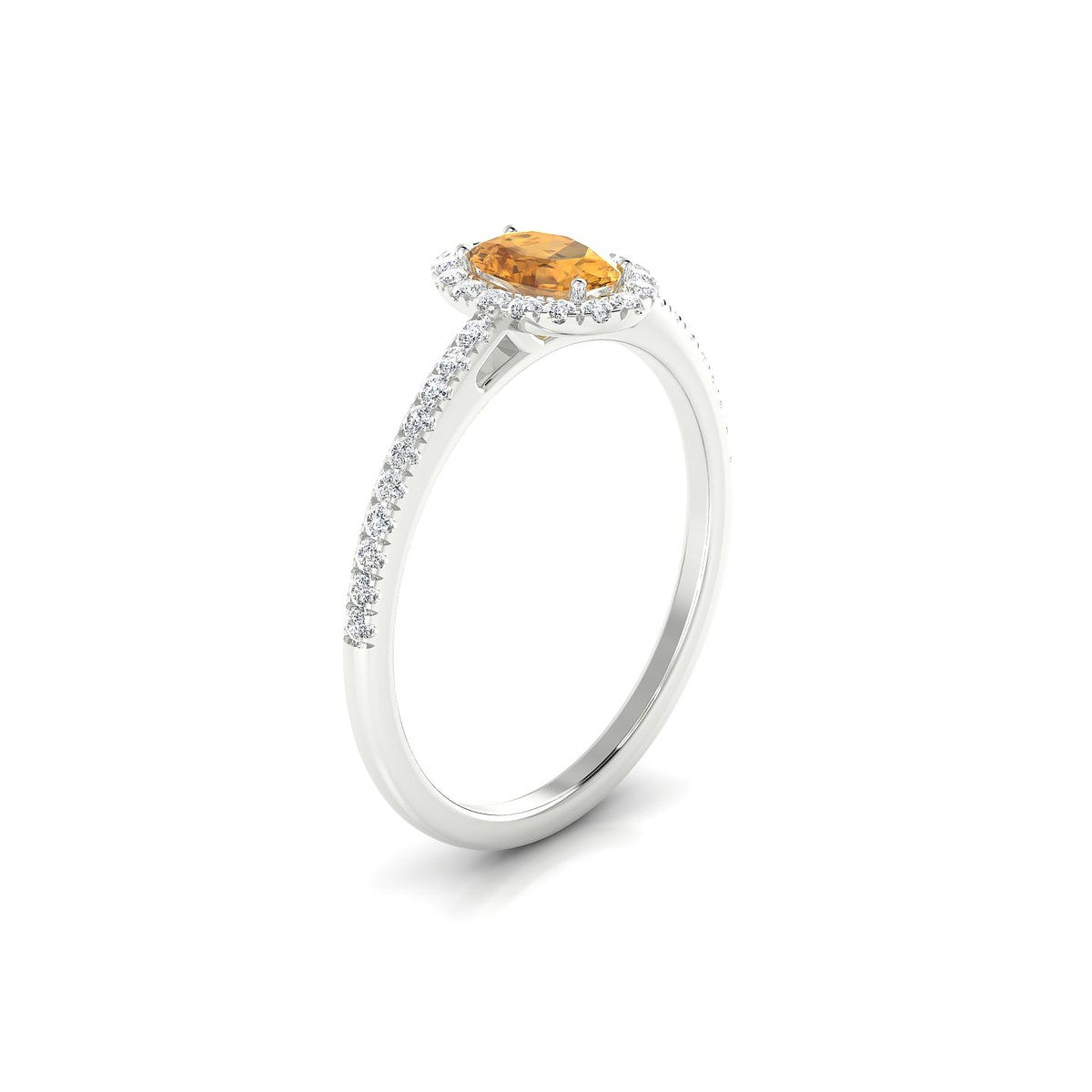 Sunrise | 18k White Gold 6 x 4 mm Oval Citrine Ring