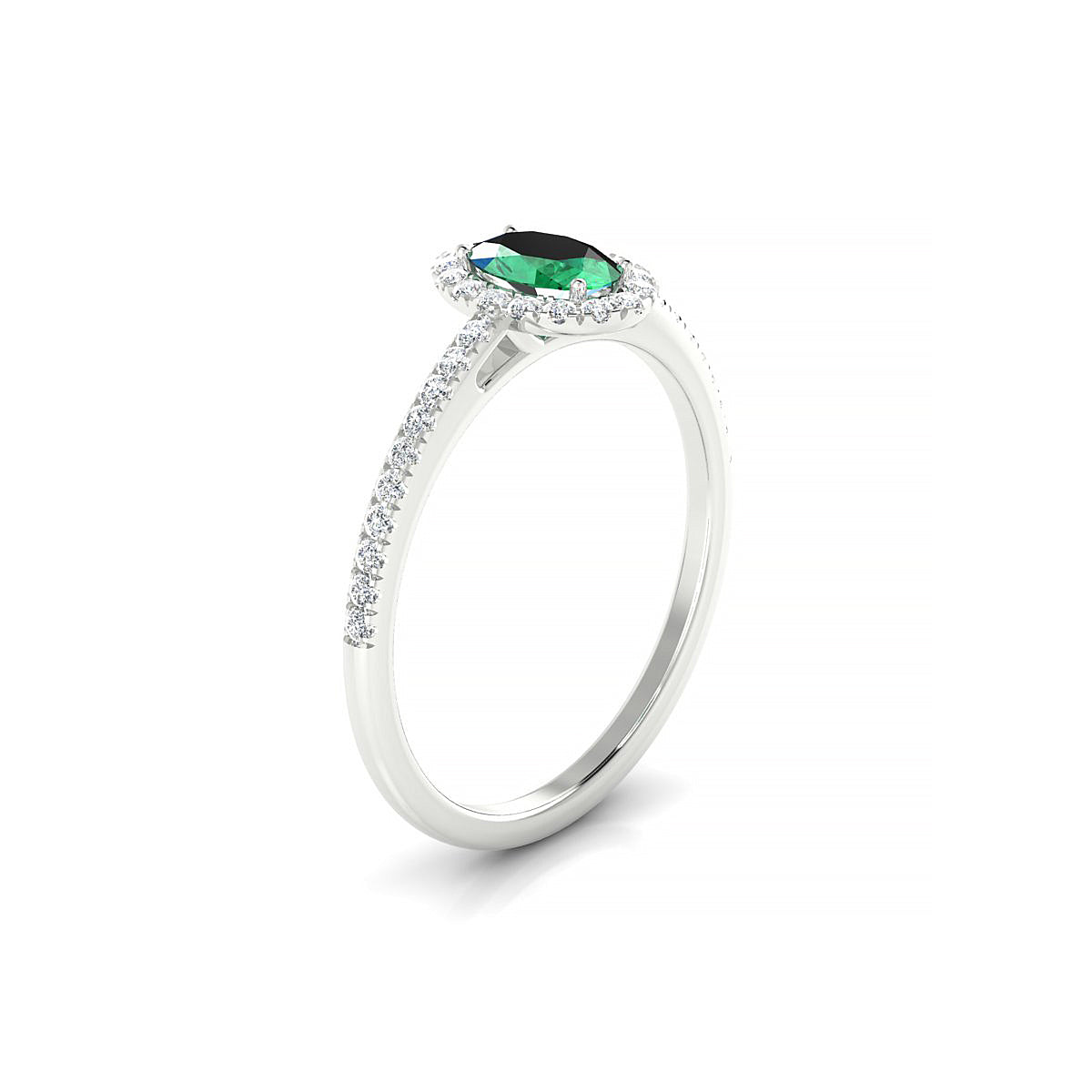 Sunrise | 18k White Gold 6 x 4 mm Oval Emerald Ring