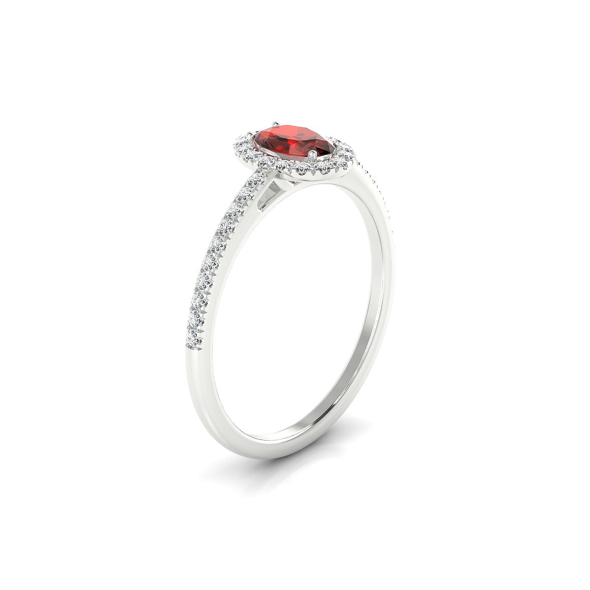 Sunrise | 18k White Gold 6 x 4 mm Oval Garnet Ring