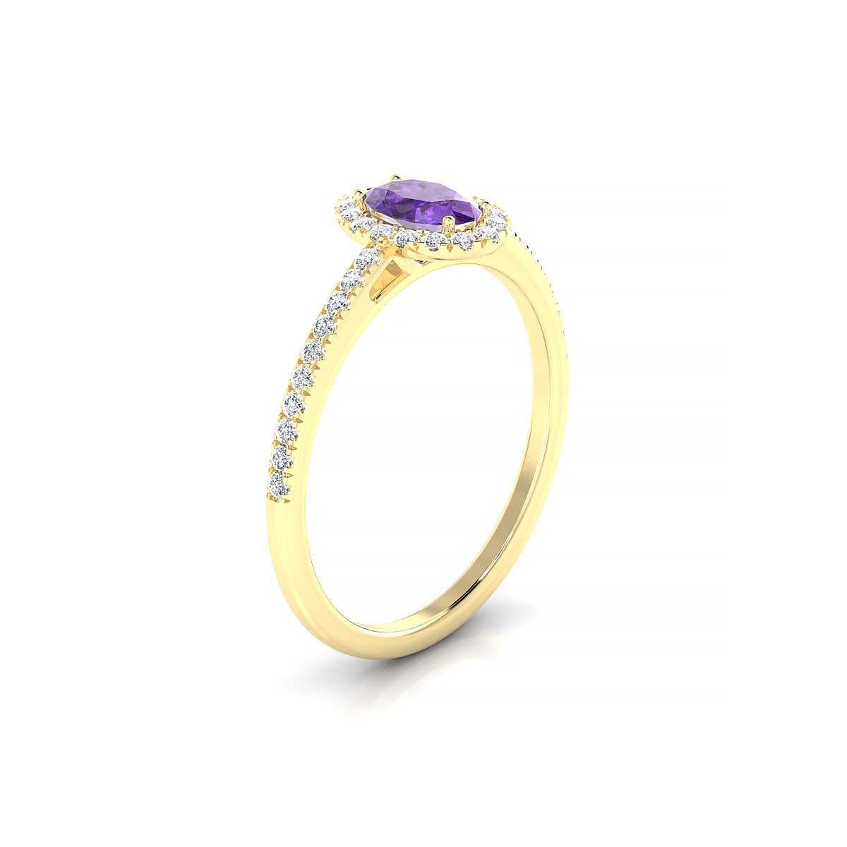 Sunrise | 18k Yellow Gold 6 x 4 mm Oval Amethyst Ring