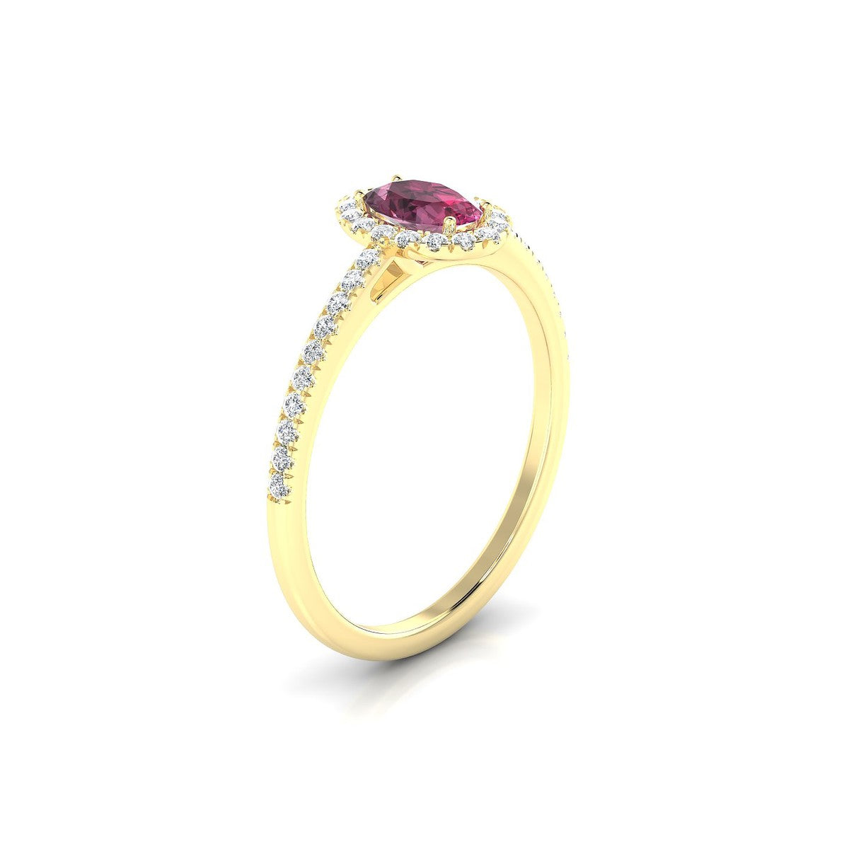 Sunrise | 18k Yellow Gold 6 x 4 mm Oval Rhodolite Ring