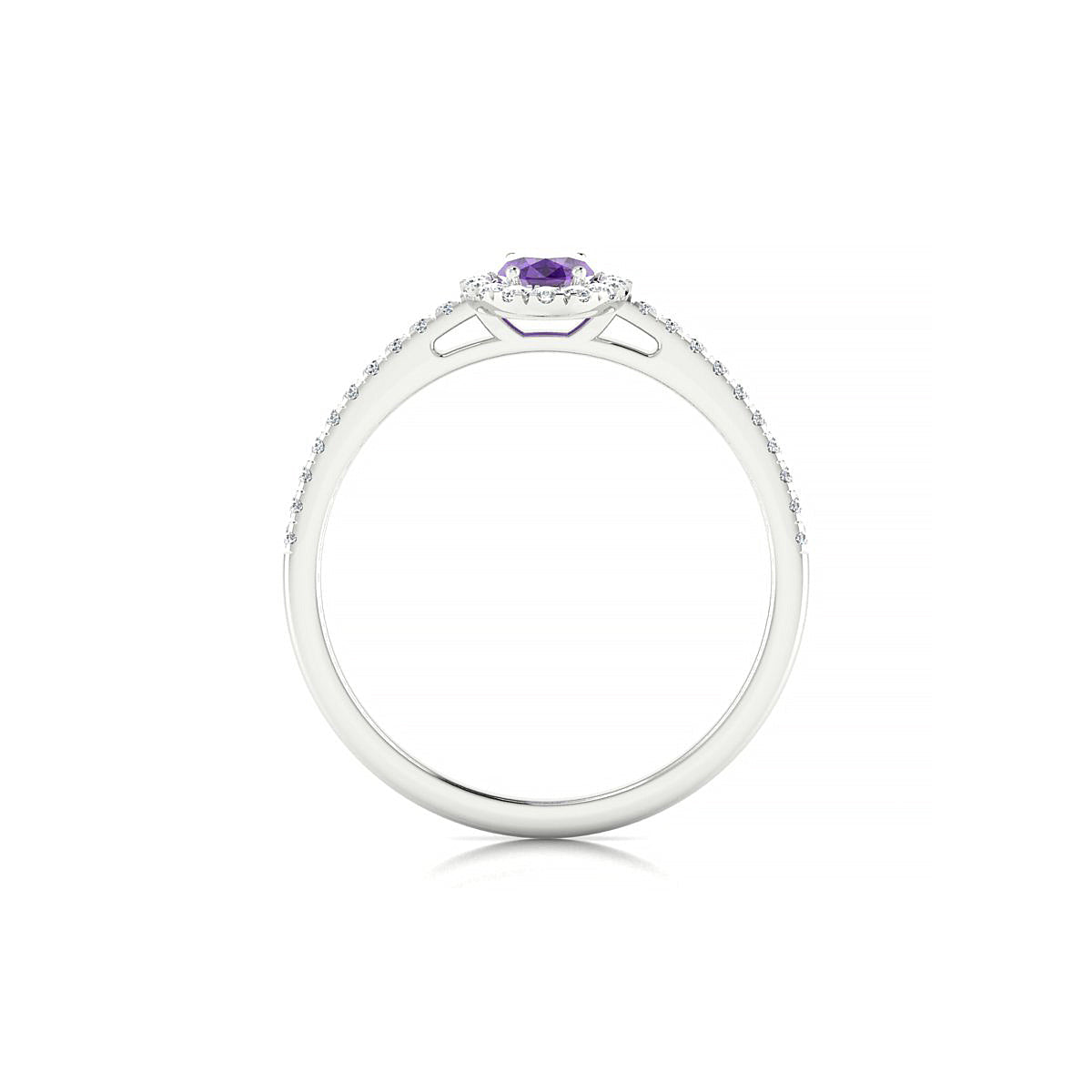 Sunrise | 18k White Gold 6 x 4 mm Oval Amethyst Ring