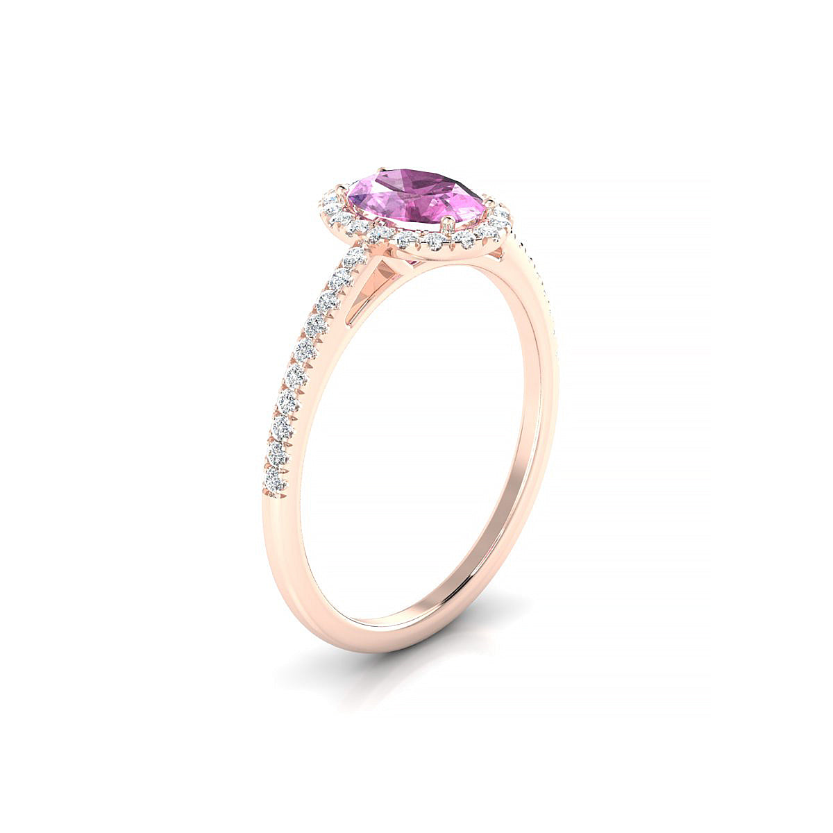 Sunrise | 18k Rose Gold 7 x 5 mm Oval Pink Sapphire Ring