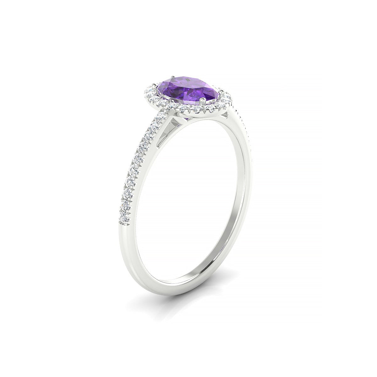 Sunrise | 18k White Gold 7 x 5 mm Oval Amethyst Ring