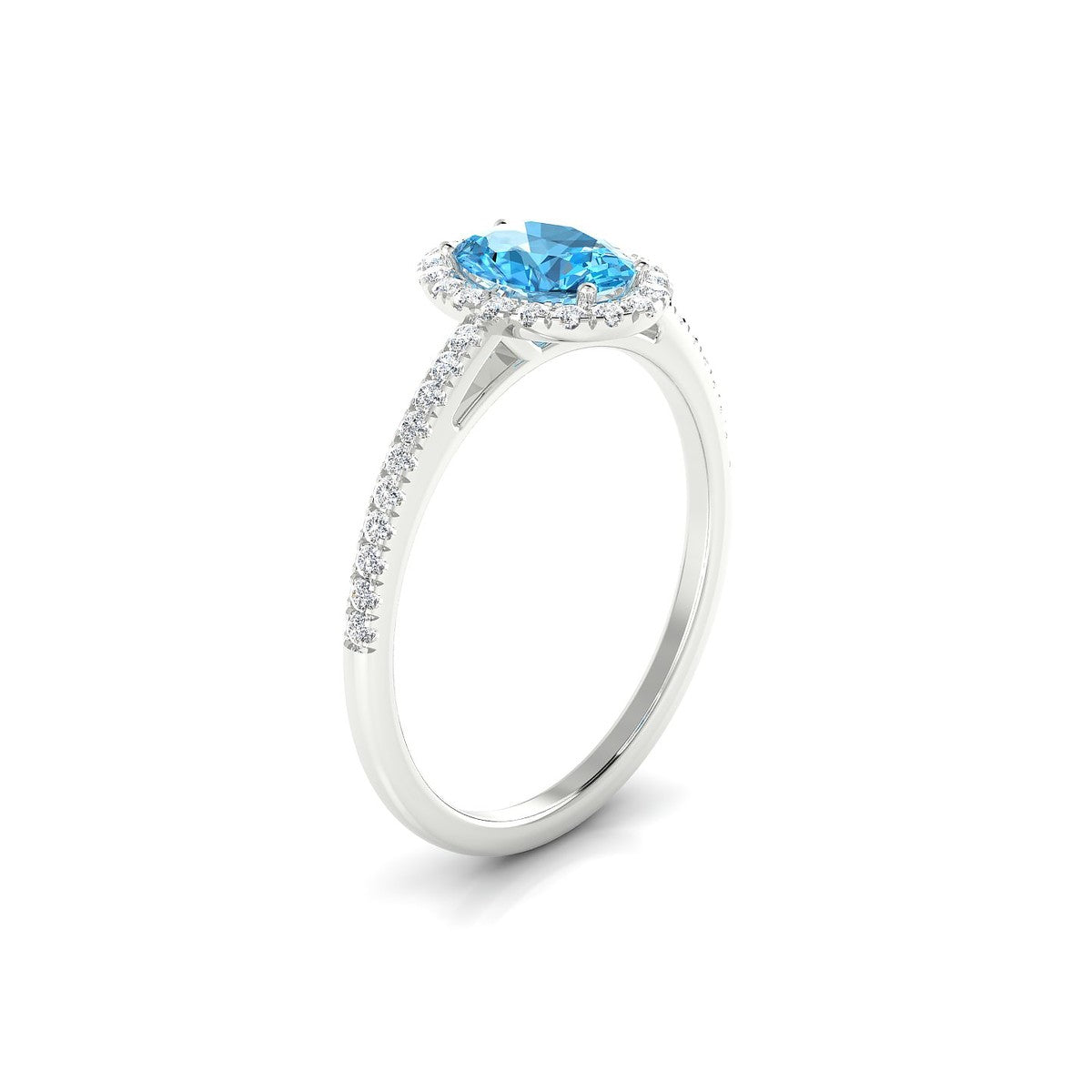 Sunrise | 18k White Gold 7 x 5 mm Oval Topaz Ring