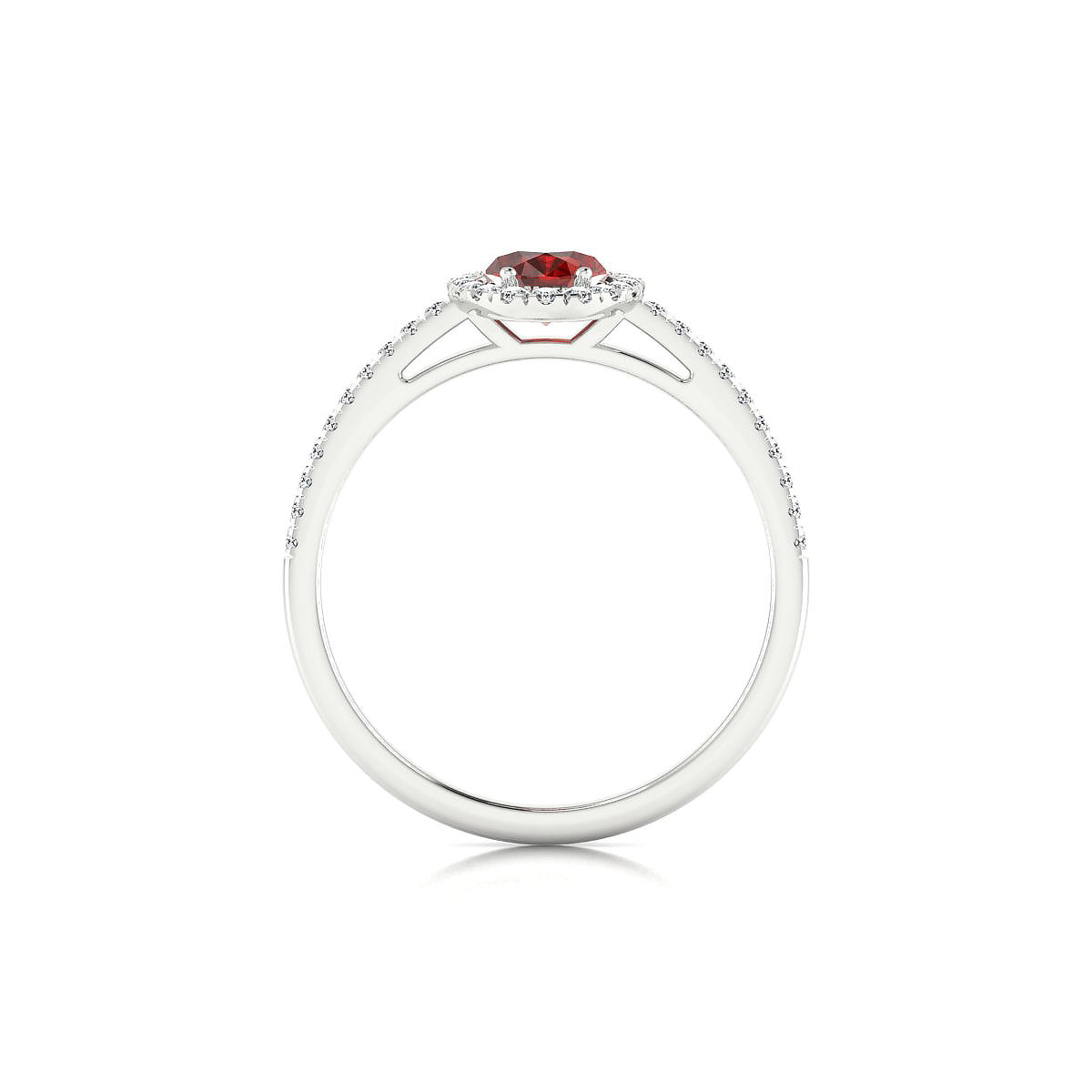 Sunrise | 18k White Gold 7 x 5 mm Oval Garnet Ring
