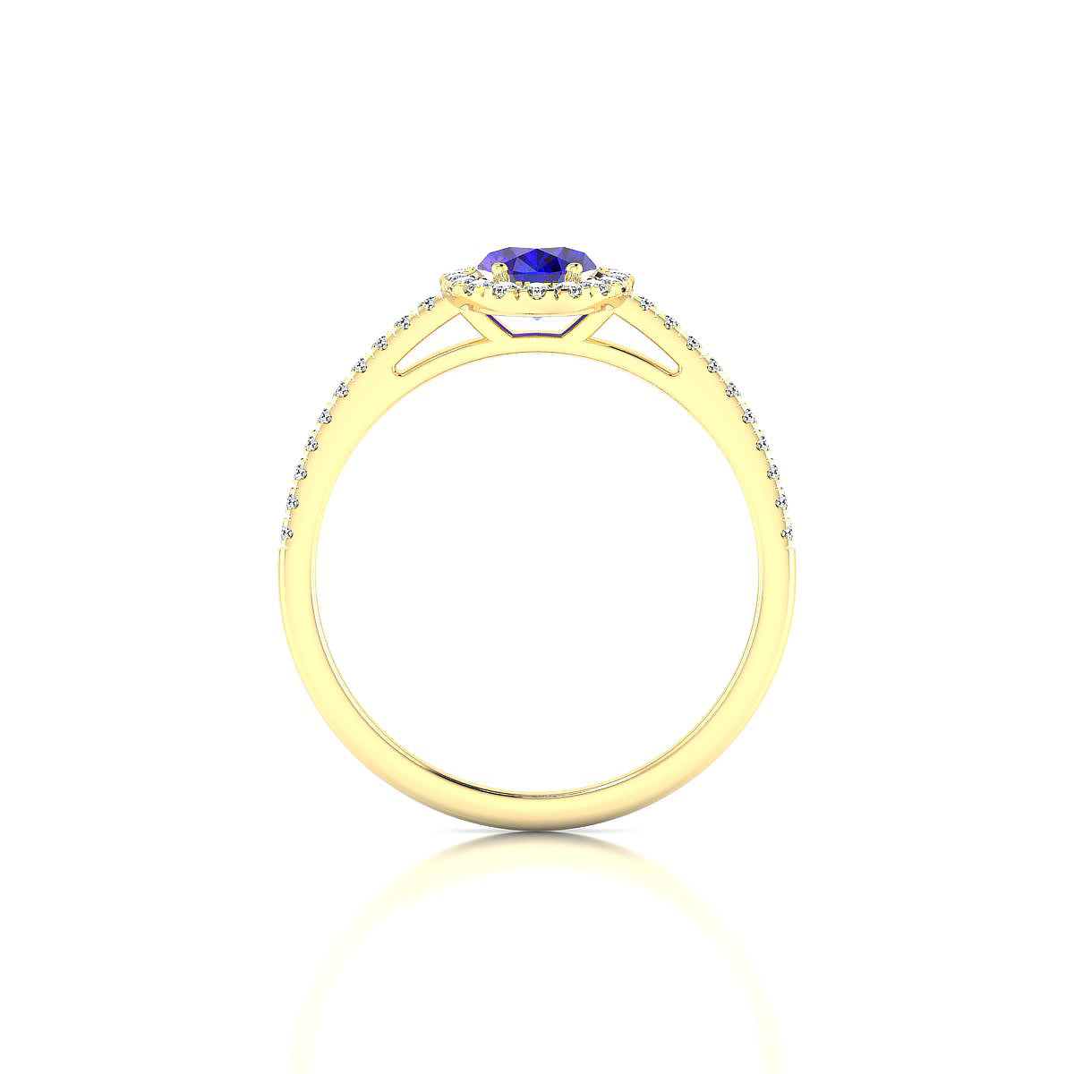 Sunrise | 18k Yellow Gold 7 x 5 mm Oval Tanzanite Ring