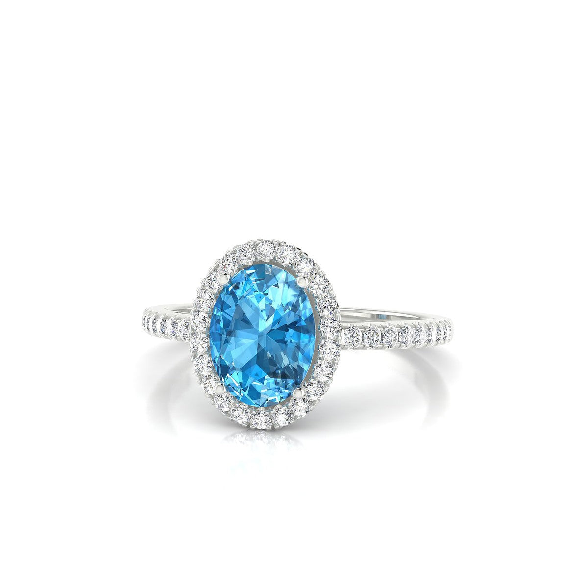 Sunrise | 18k White Gold 8 x 6 mm Oval Topaz Ring