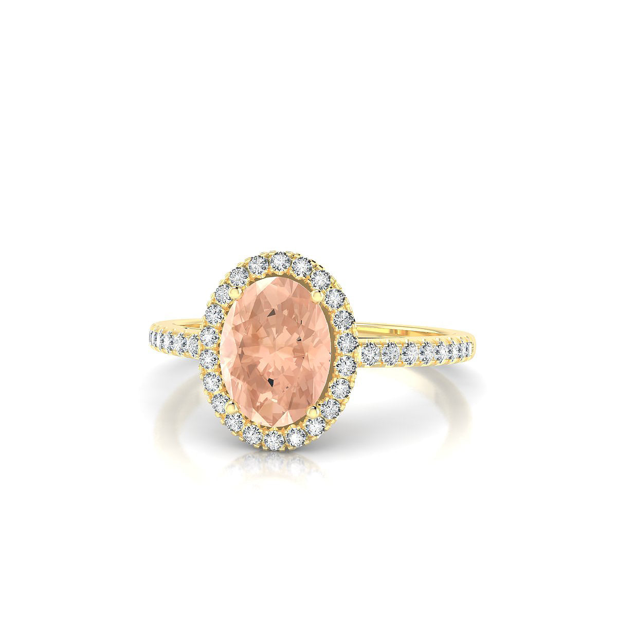 Sunrise | 18k Yellow Gold 8 x 6 mm Oval Morganite Ring