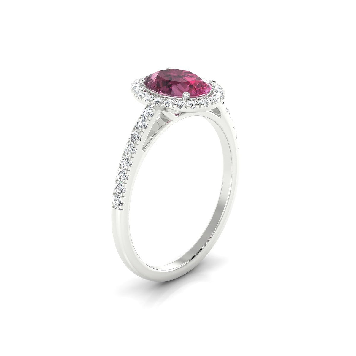 Sunrise | 18k White Gold 8 x 6 mm Oval Rhodolite Ring