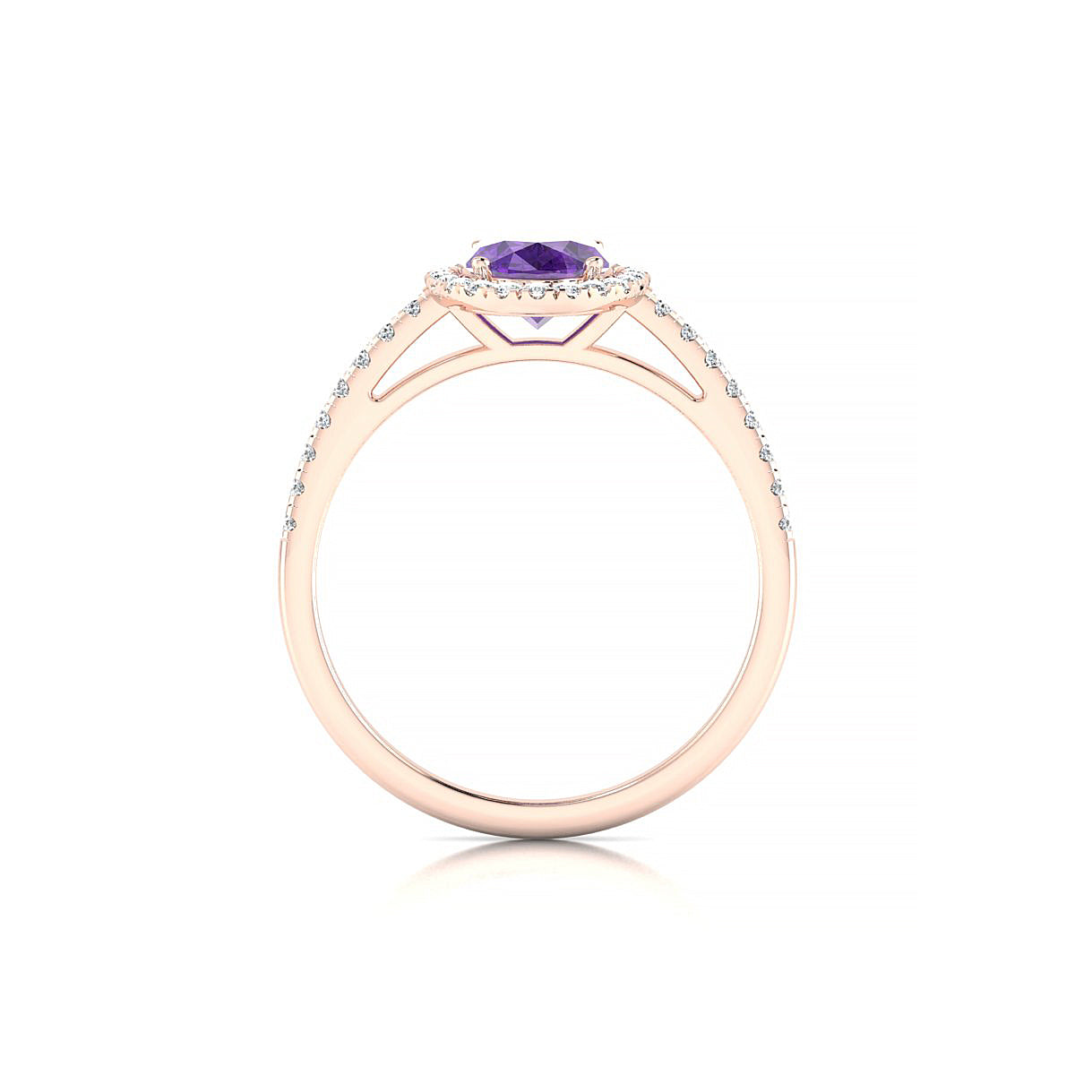 Sunrise | 18k Rose Gold 8 x 6 mm Oval Amethyst Ring