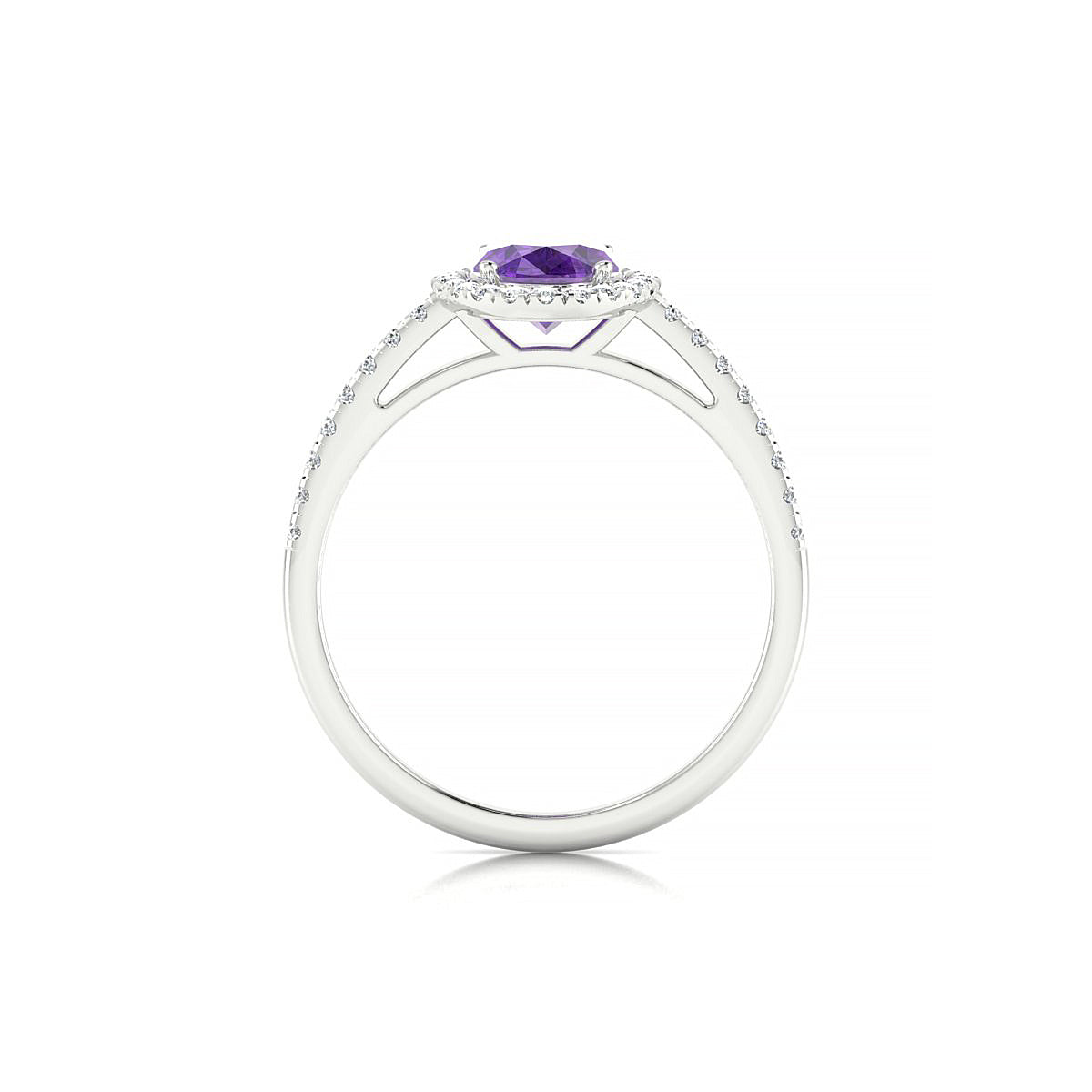 Sunrise | 18k White Gold 8 x 6 mm Oval Amethyst Ring