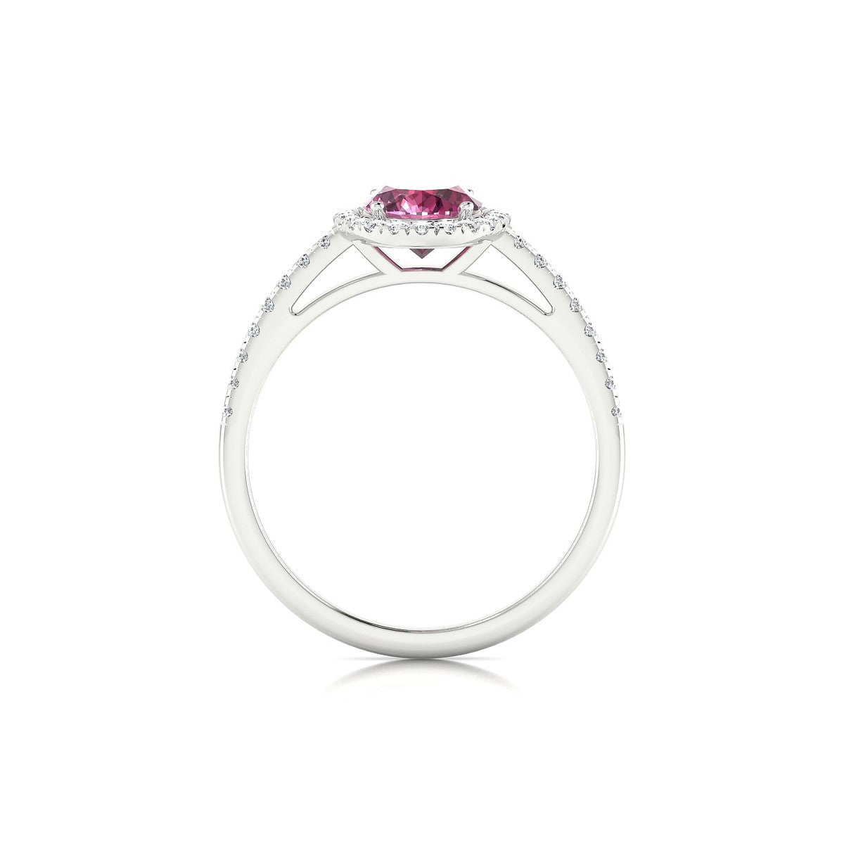 Sunrise | 18k White Gold 8 x 6 mm Oval Rhodolite Ring