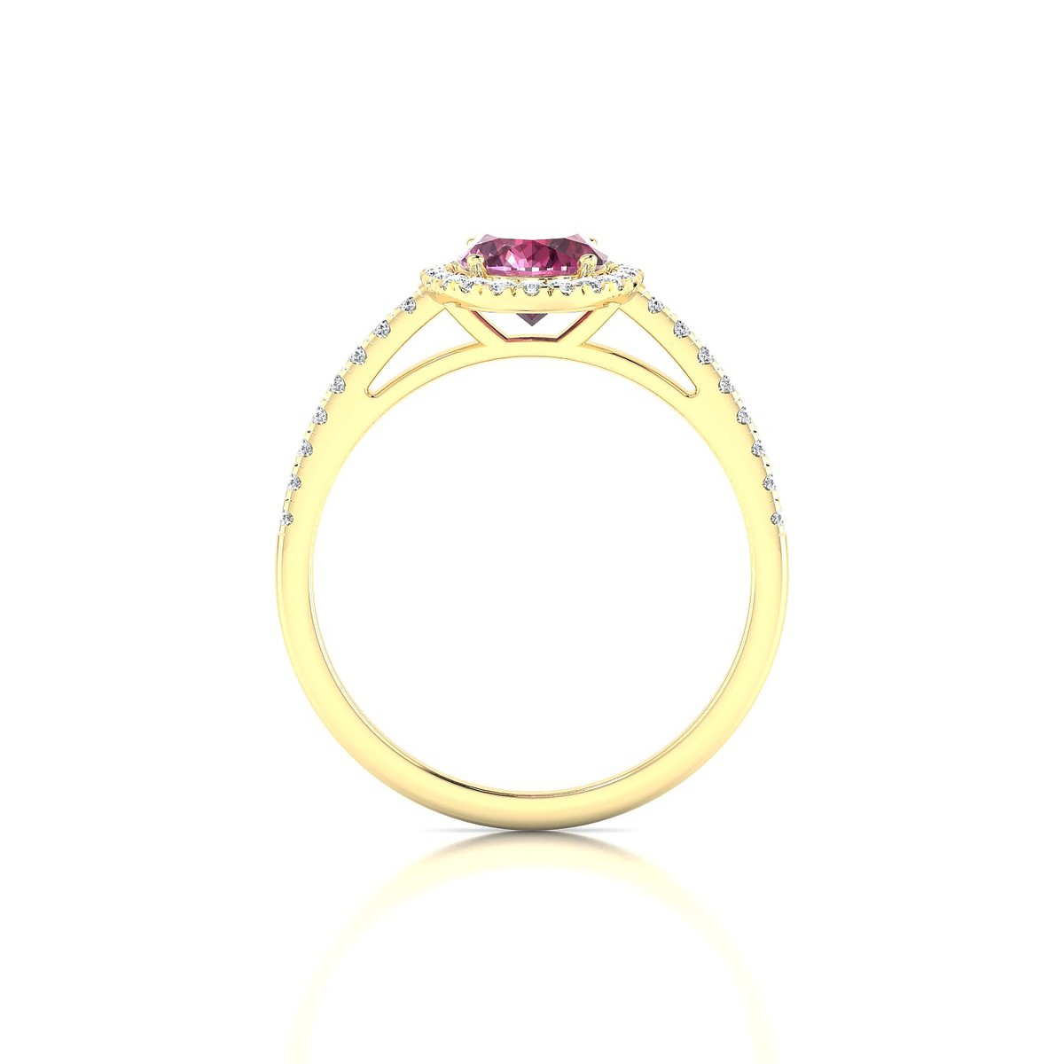Sunrise | 18k Yellow Gold 8 x 6 mm Oval Rhodolite Ring