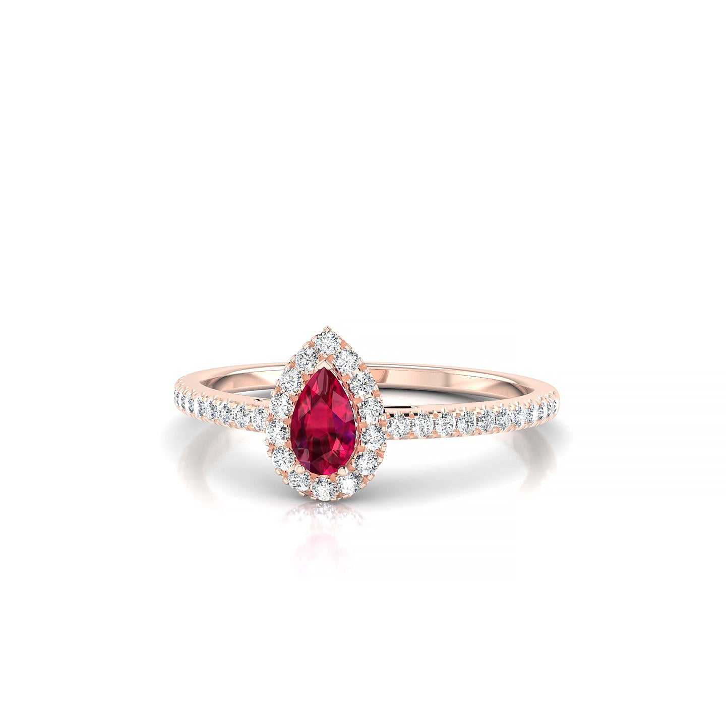 Sunrise | 18k Rose Gold 5 x 3 mm Pear Ruby Ring