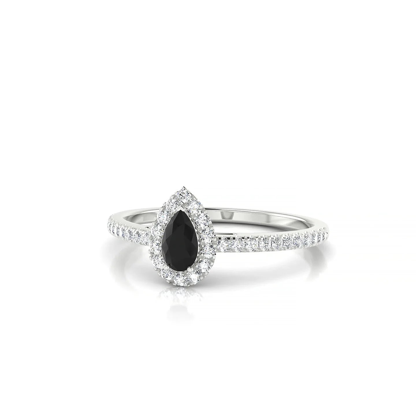 Sunrise | 18k White Gold 5 x 3 mm Pear Black Diamond Ring
