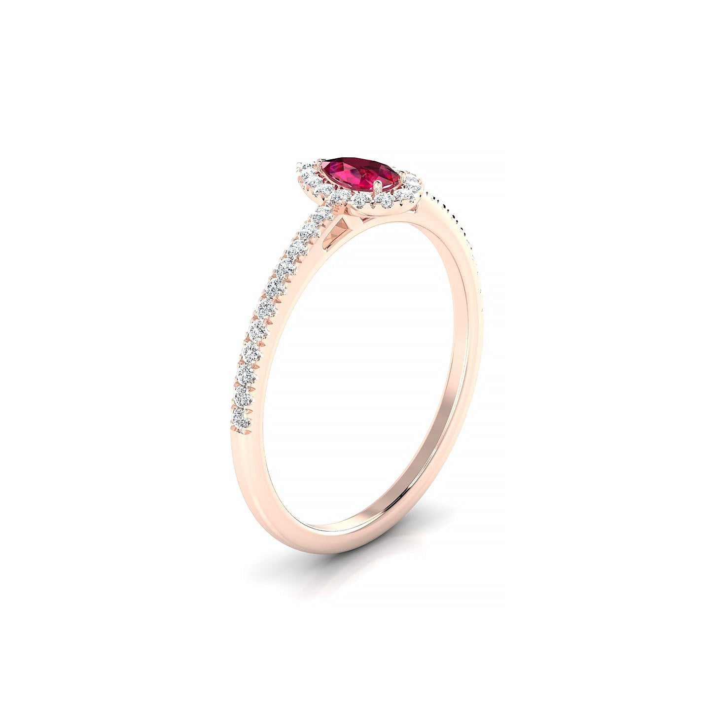 Sunrise | 18k Rose Gold 5 x 3 mm Pear Ruby Ring